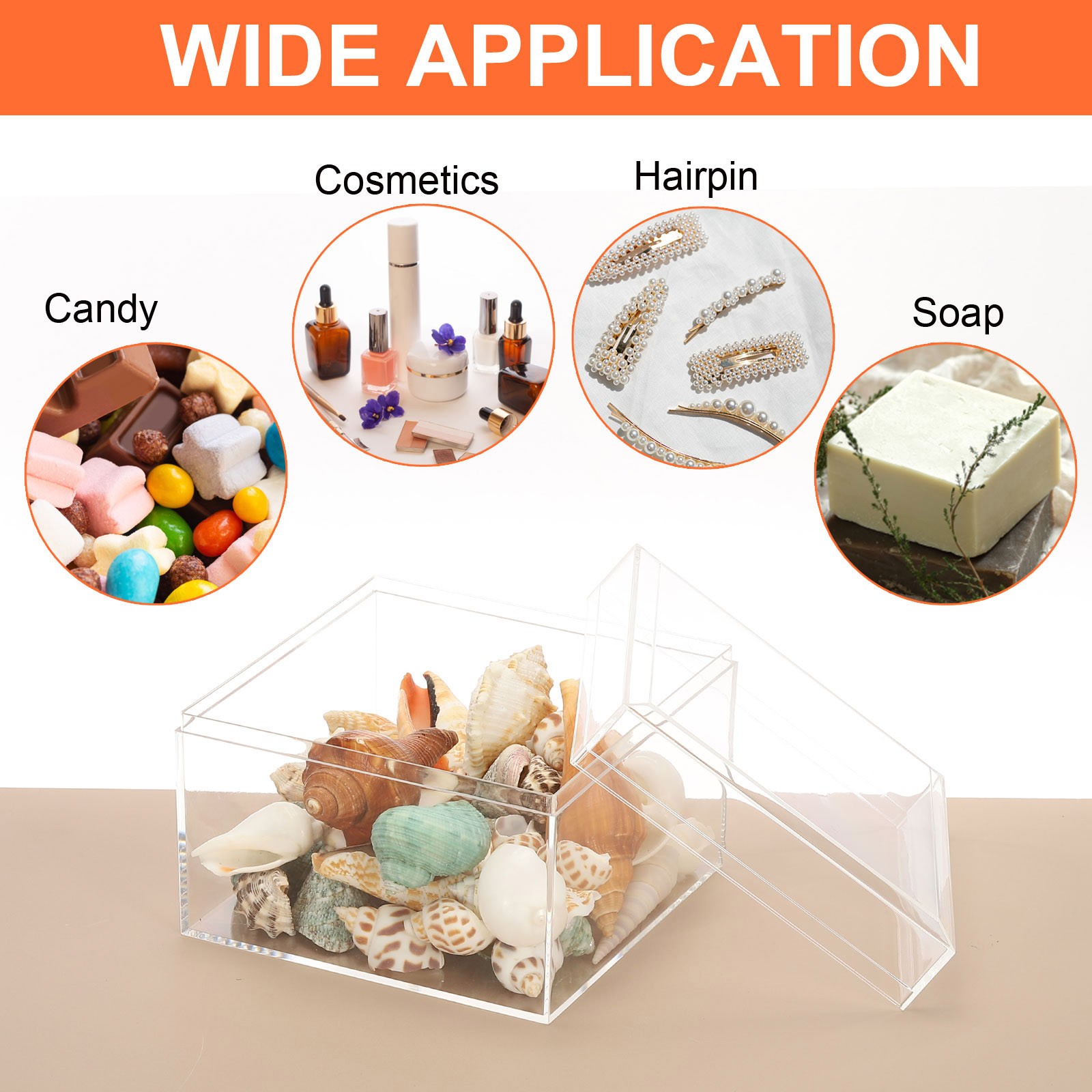 2.95″ x 2.95″ x 2.95″ Acrylic Box with Lid Clear Acrylic Display Boxes