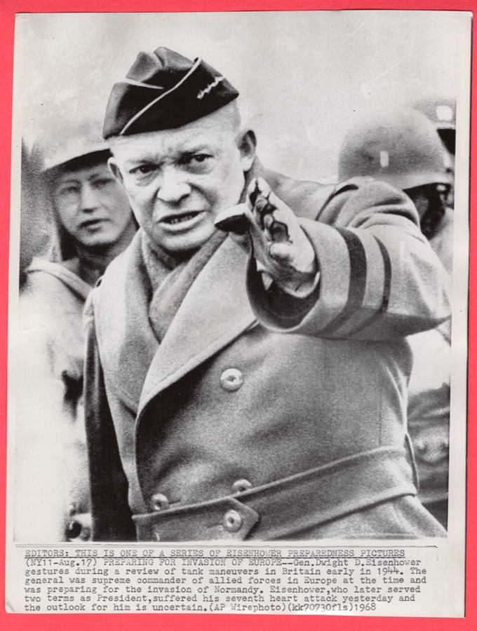 1944 General Eisenhower Preparing For Invasion of Europe in 1968 News Wirephoto