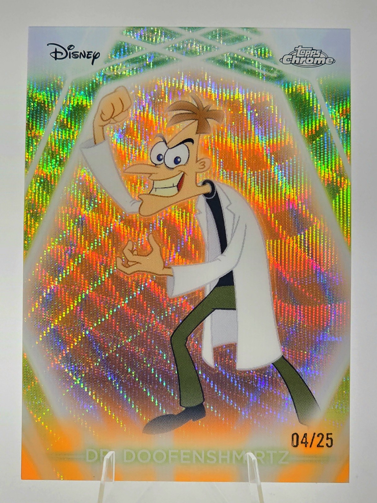 Dr. Doofenshmirtz Orange Wave Refractor 04/25 Chrome Neon Etch 2025 Topps Disney