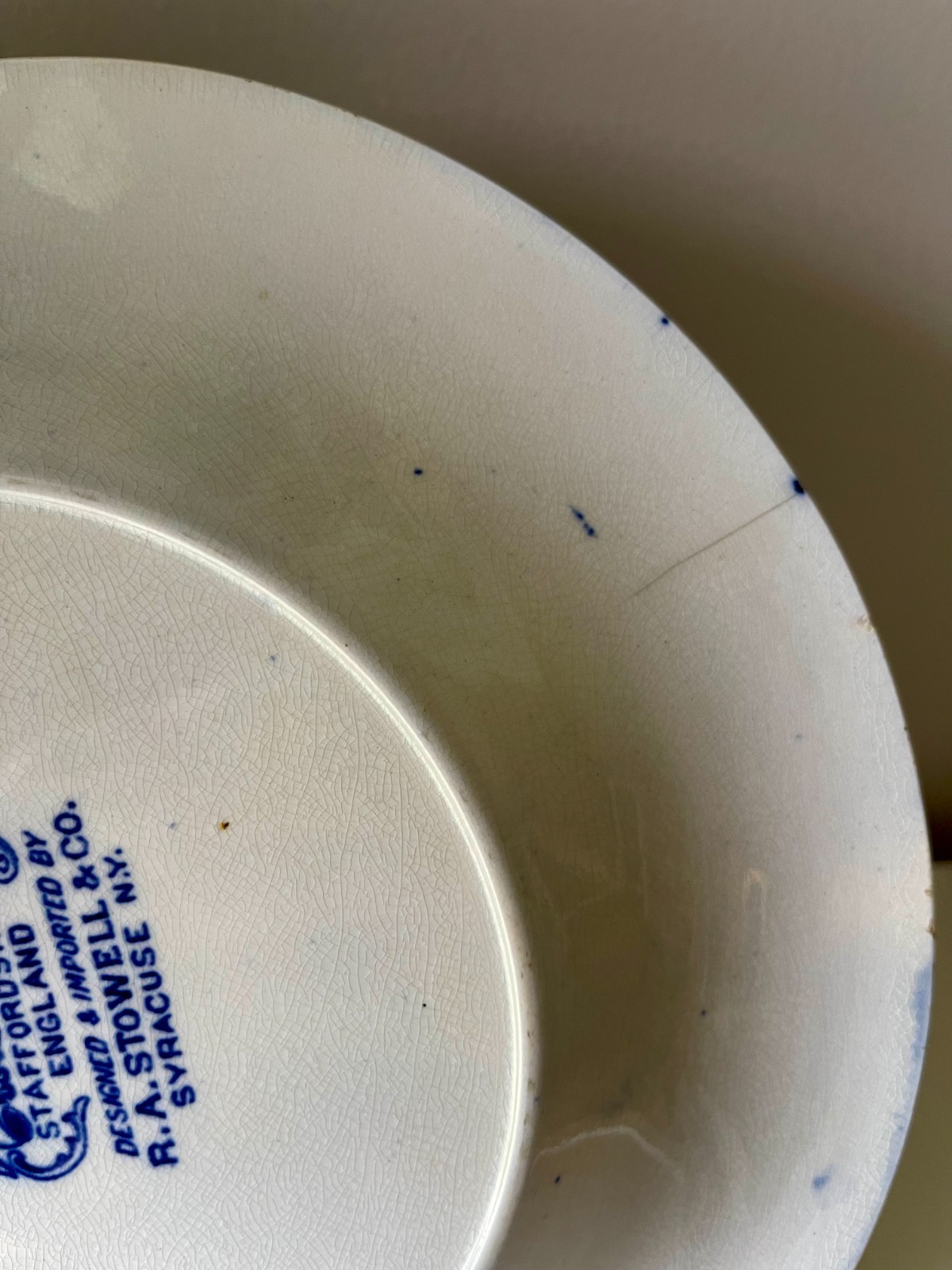 Antique Rowland Marsellus Syracuse NY Blue Transferware Souvenir Plate Native 10