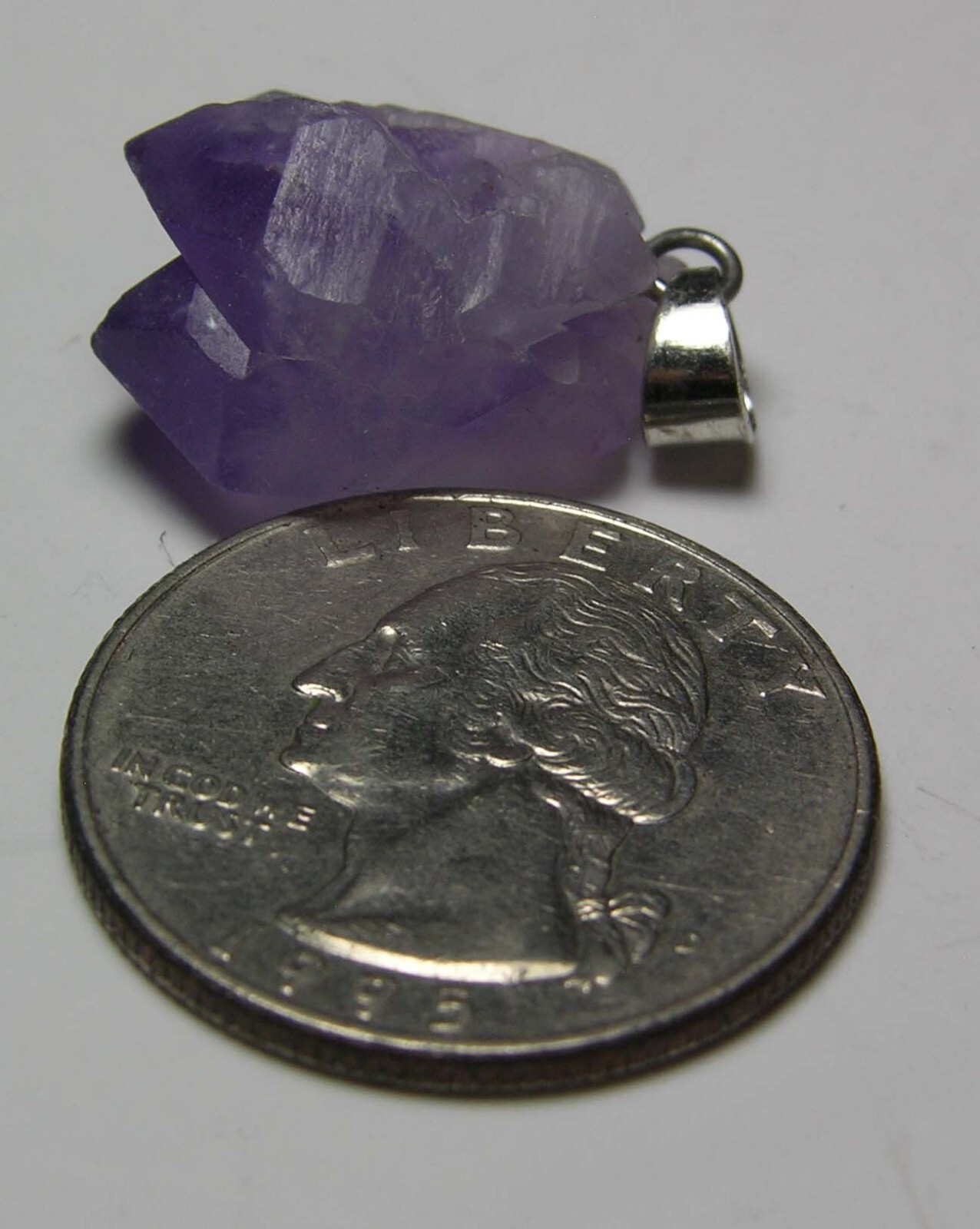 #48 Raw Rough 18.80ct 100% Natural Amethyst Crystal Point Pendant 3.75g 19.00mm