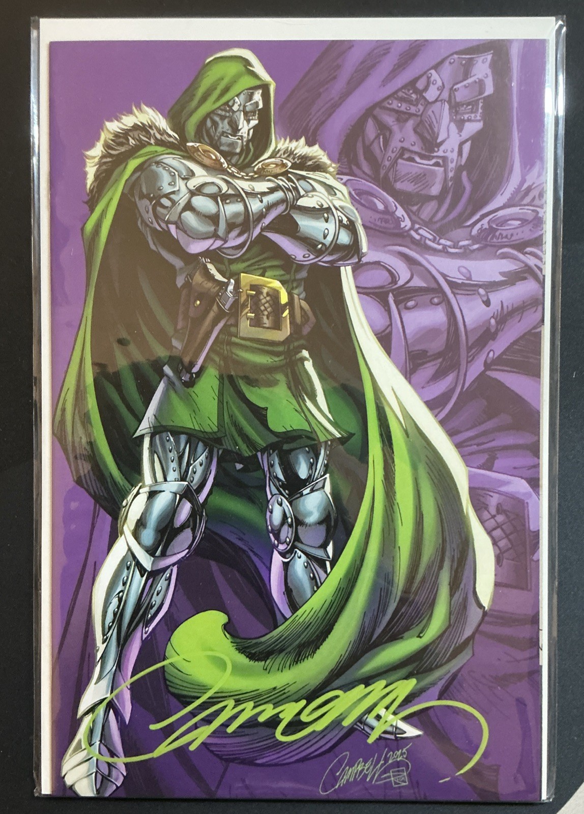 One World Under Doom #6 1:100 J Scott Campbell Signed with COA Virgin Variant