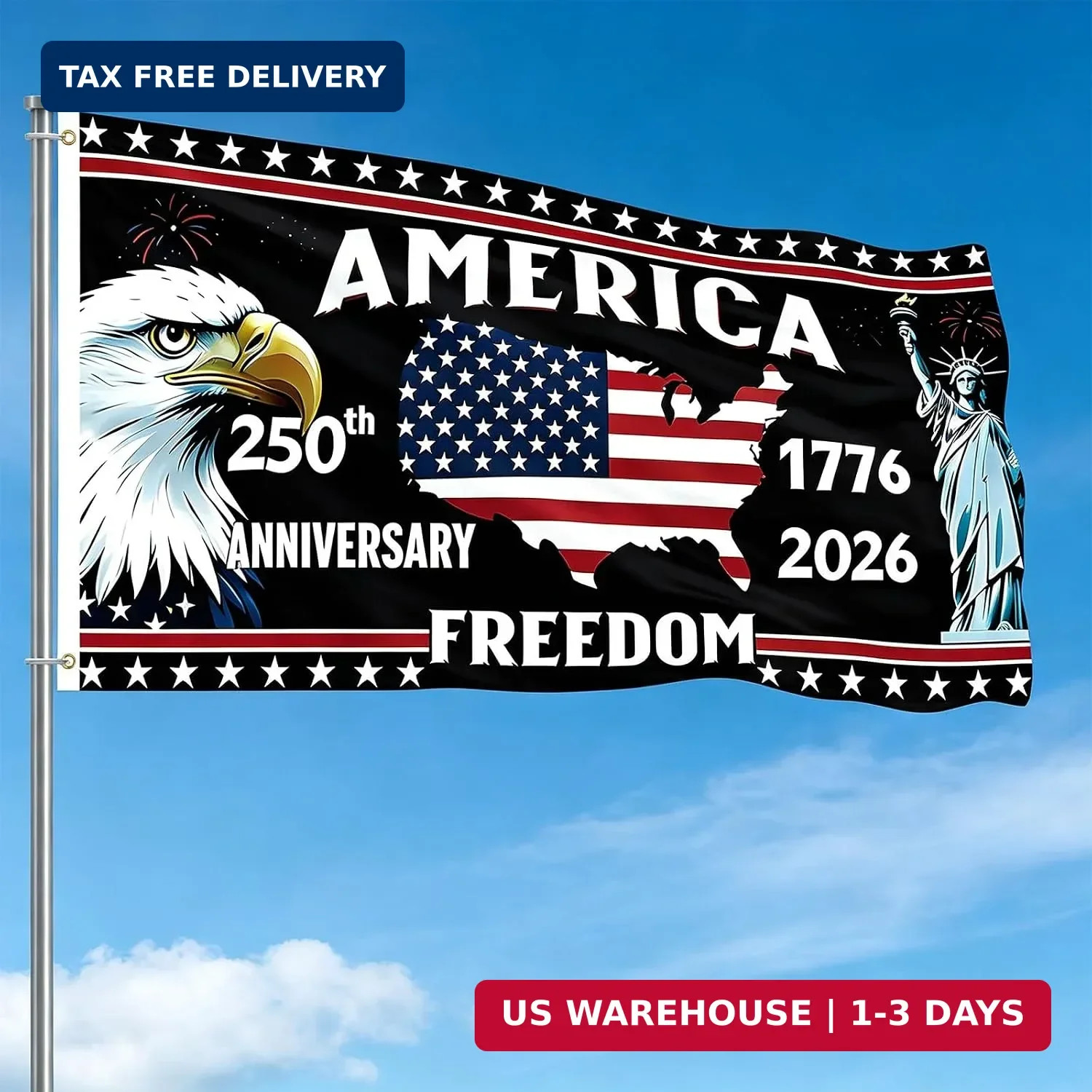250 Anniversary USA Flag 3x5ft Double Sided 3-Ply 250th Anniversary USA Flag 177