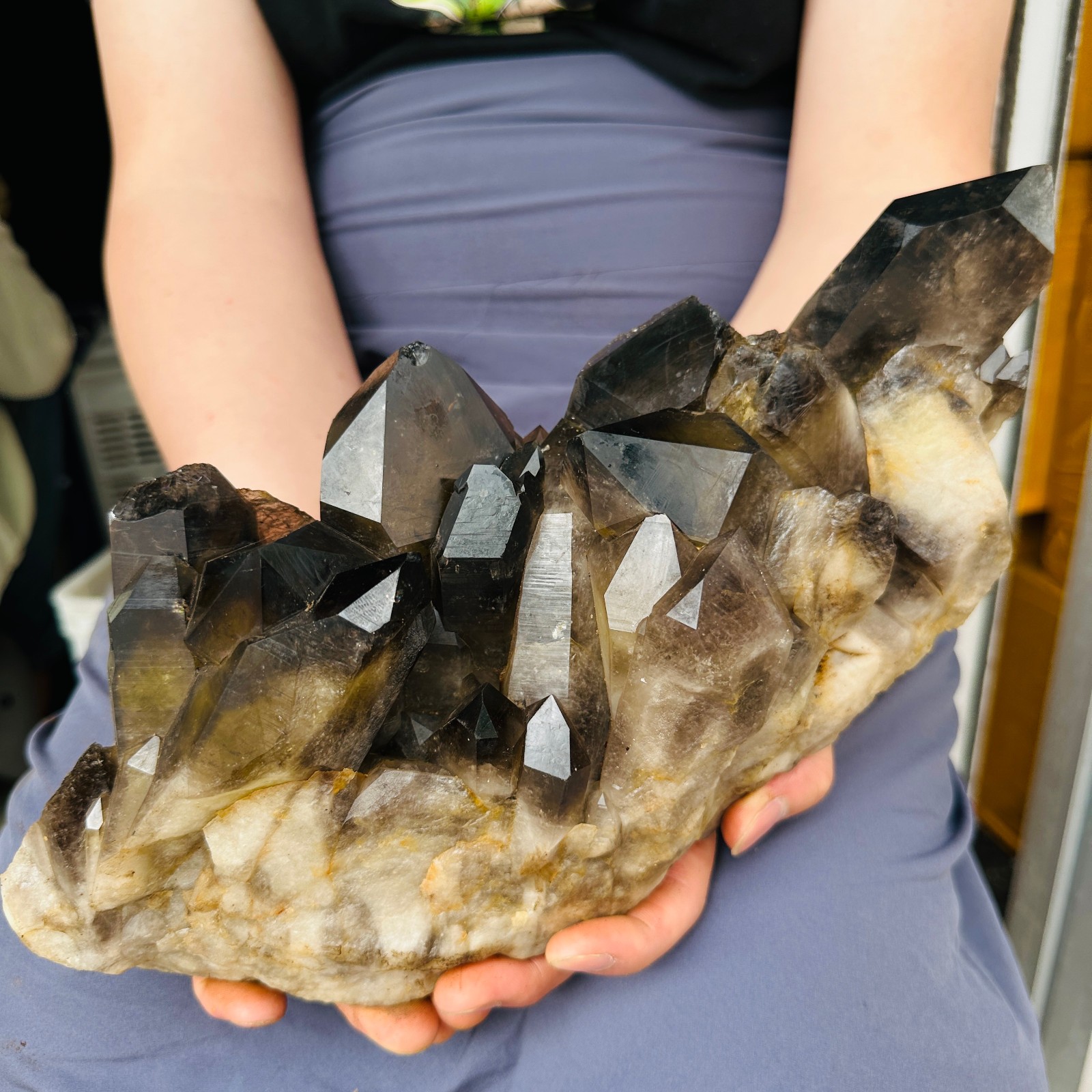 11.11LB Natural Beautiful Black Quartz Crystal Cluster Mineral Specimen 5050g