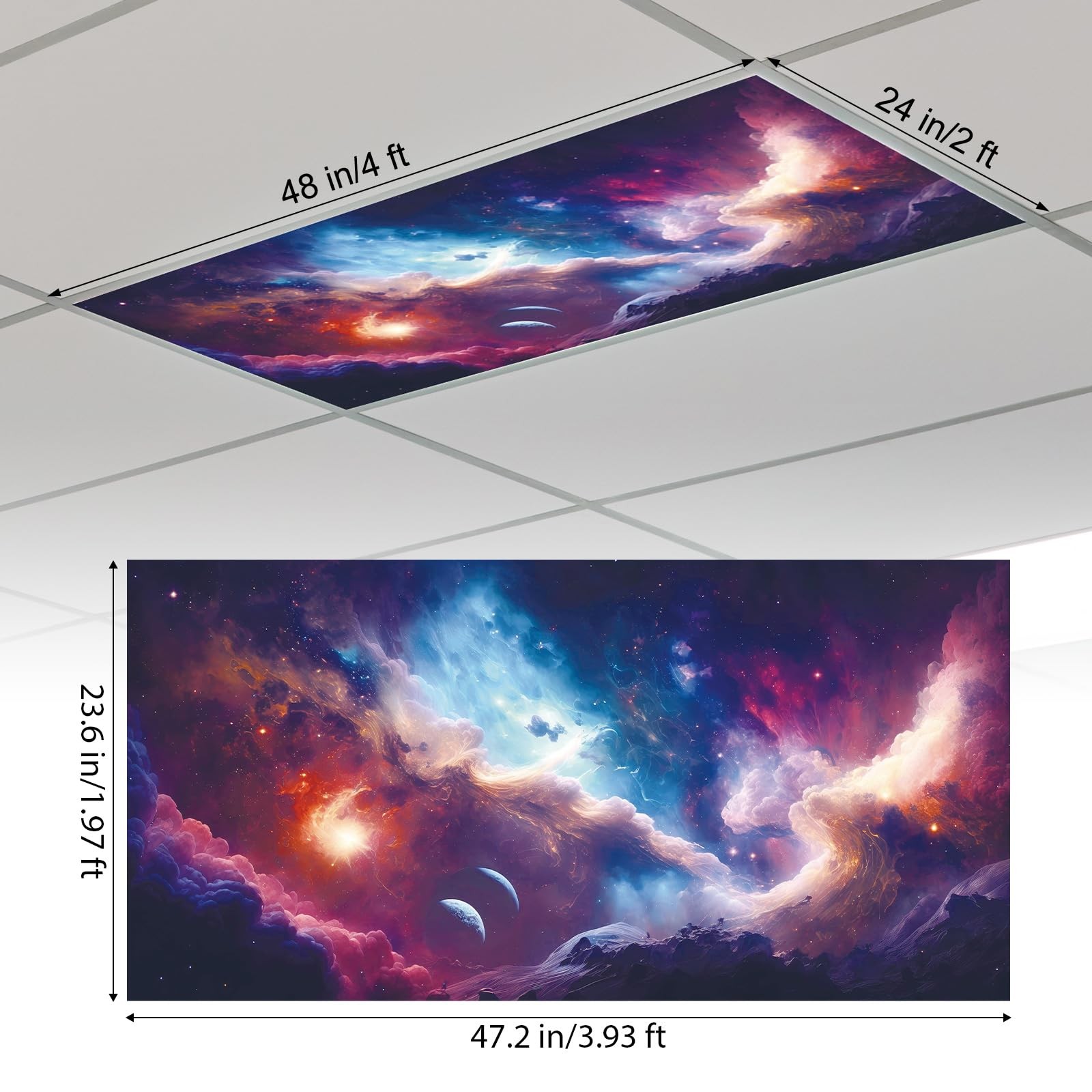 Outus 4 Pcs Fluorescent Light Cover Classroom Lighting Cover 10 Magnets Light