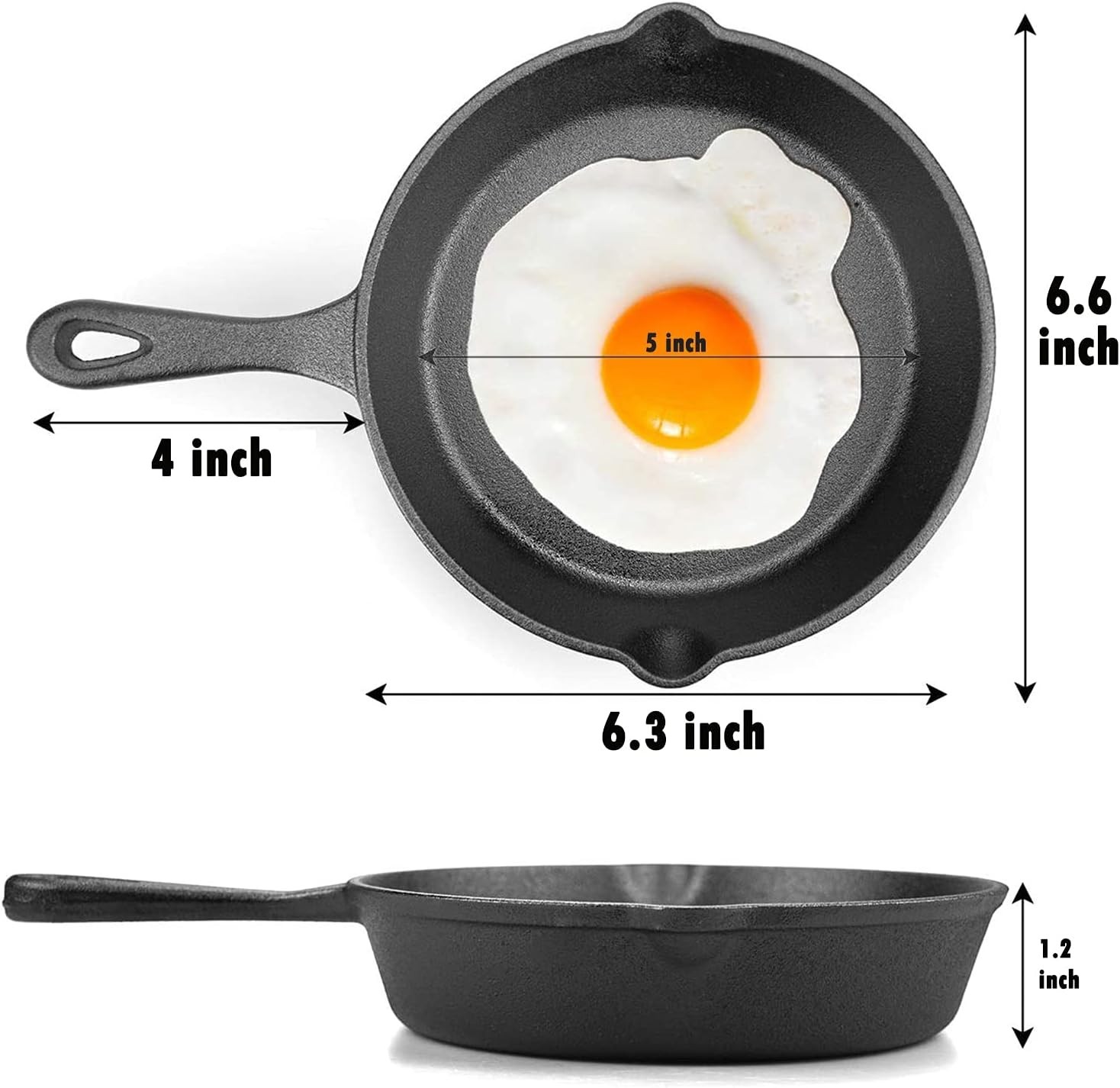 Pre-Seasoned 6 Inch Cast Iron Skillet – Oven & Grill Safe Nonstick Frying Pan
