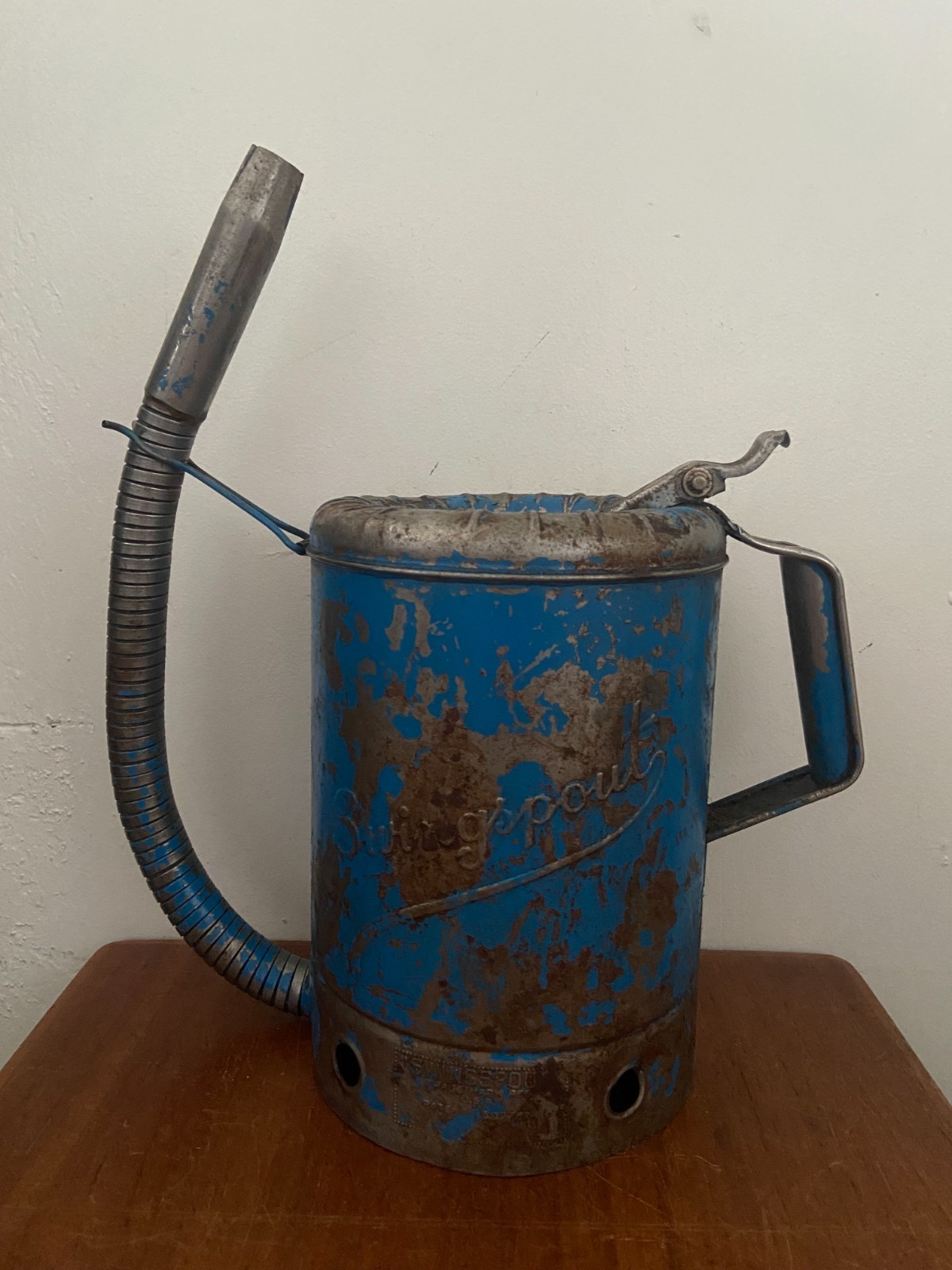 Vintage Swingspout Blue Oil Can 1 Gallon With Flex Spout Dispenser Nozzle