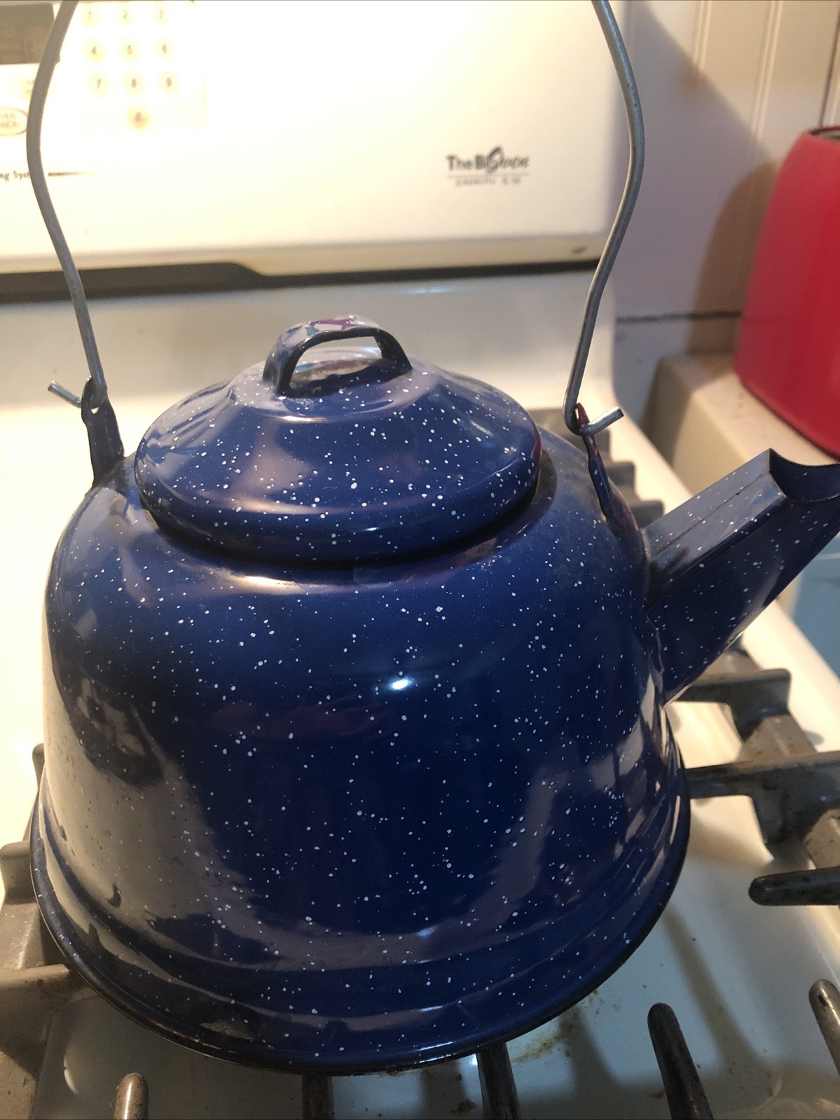 Vintage Enamelware Made In Mexico Blue With White Speckles