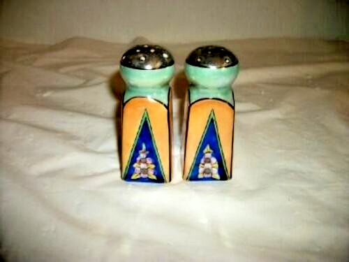 Art Deco Cottagecore Lusterware Salt Pepper Shakers Japan 1920s Bold Colors