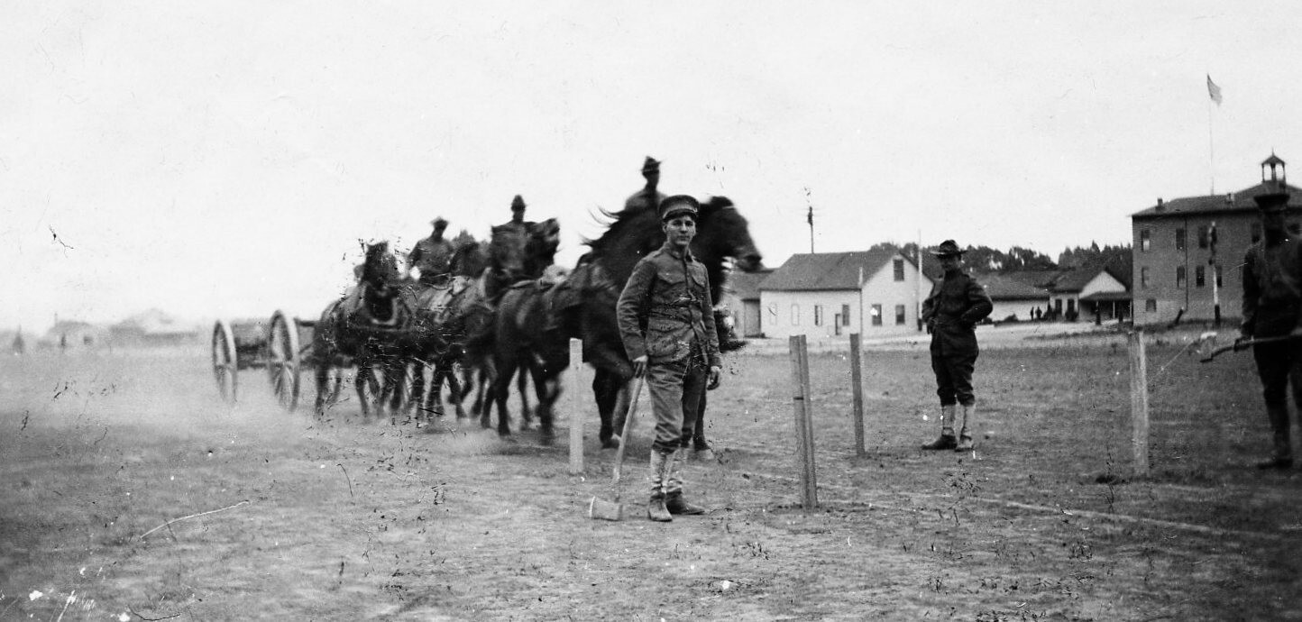 c.1905 SAN FRANCISCO PRESIDIO U.S ARMY SOLDIERS,HORSES,WAGON,GUARDHOUSE~NEGATIVE