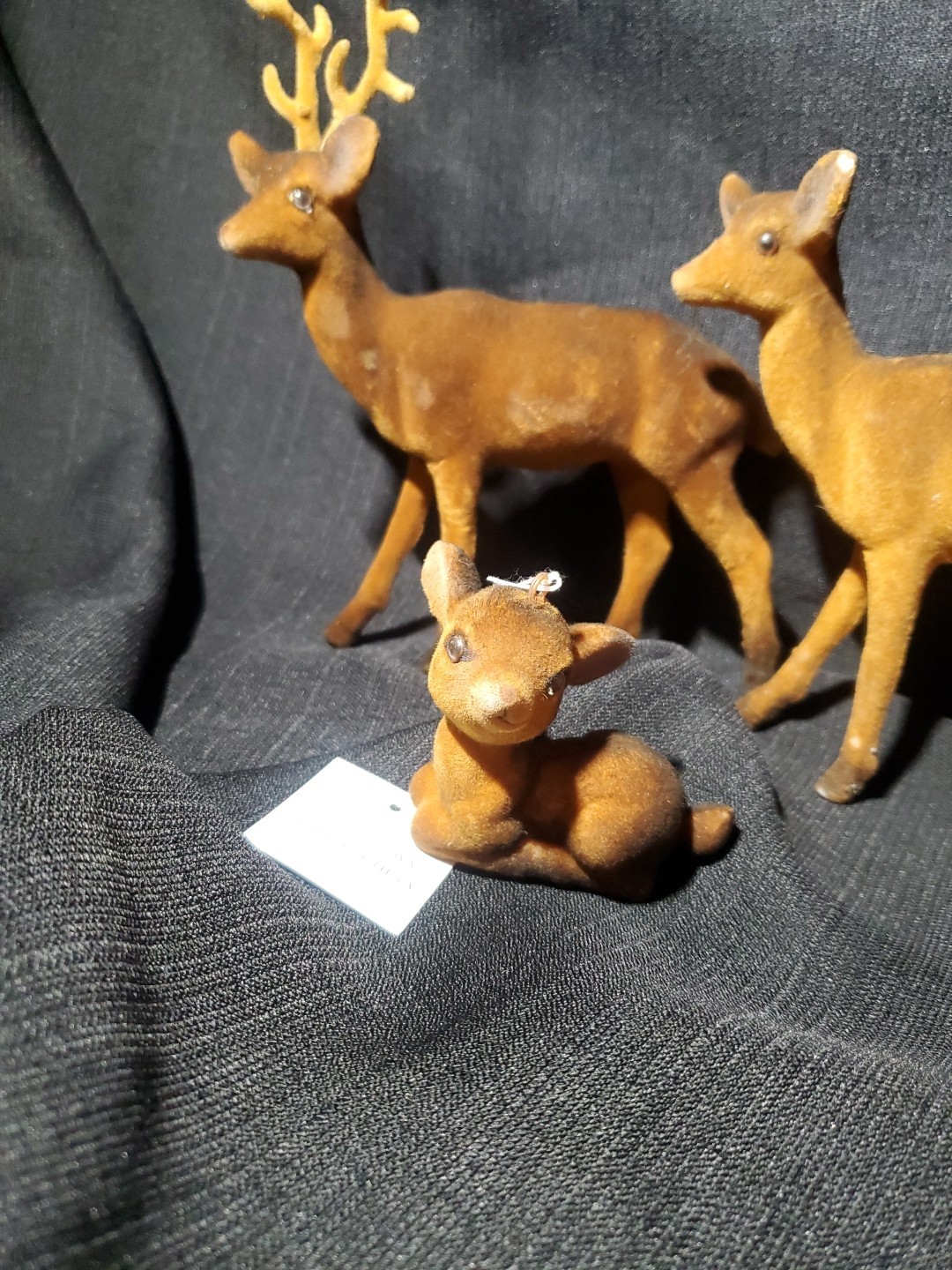 Flocked Doe, Buck and Fawn Figures Brown – Set of 3