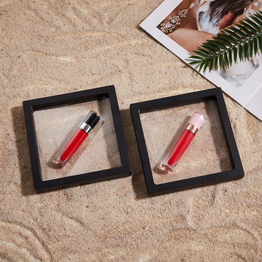 2 Set 7.1 Inch 3D Floating Display Frame Case for Jewelry, 7.1×7.1”, Black