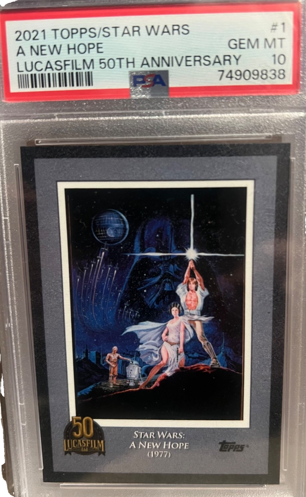 2021 Topps Star Wars a new Hope Lucas film 50th anniversary Gem 10