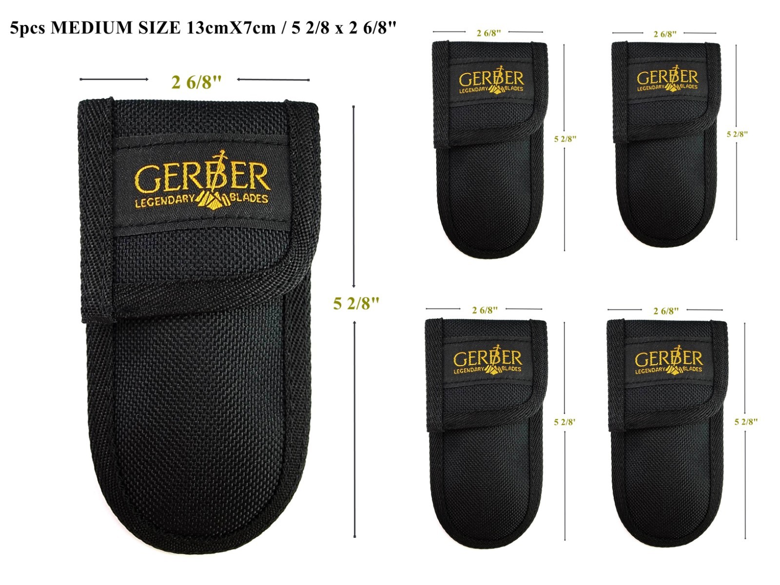 5pcs 5″x 2 6/8″ (12.5cm X 7cm) BRAND NEW UNUSED GERBER MEDIUM SIZE POUCH, SHEATH