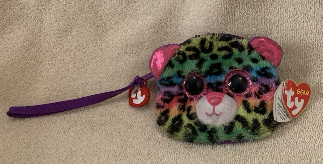 TY Gear Plush DOTTY THE RAINBOW LEOPARD Coin Purse w/Zip Closure & Strap – NWT