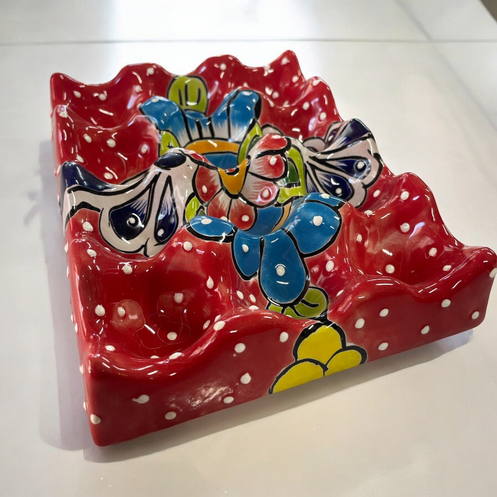 Talavera Egg Holder 12 Eggs Hand Painted Mexican Pottery 8 x 6 inches