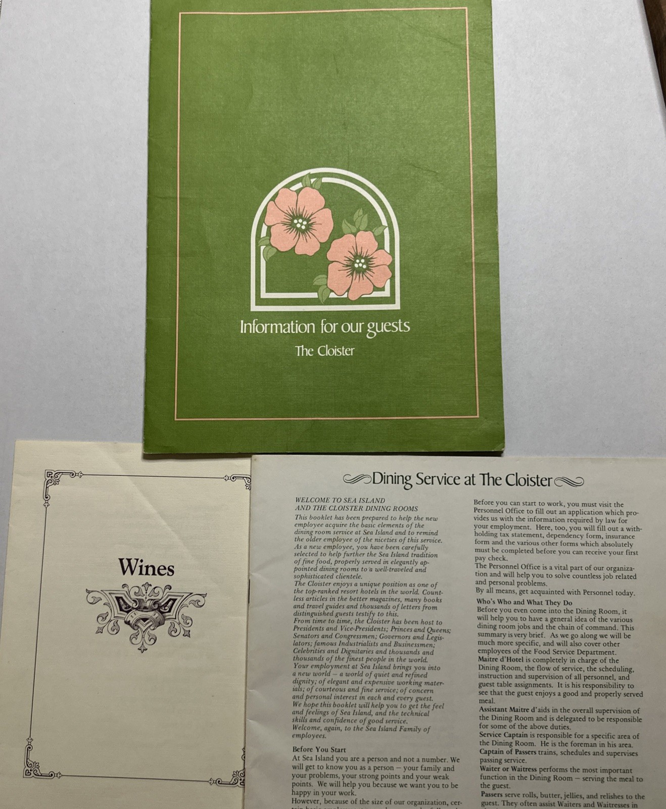 1979 The Cloister Sea Island Staff Training Manual Dining Service GA