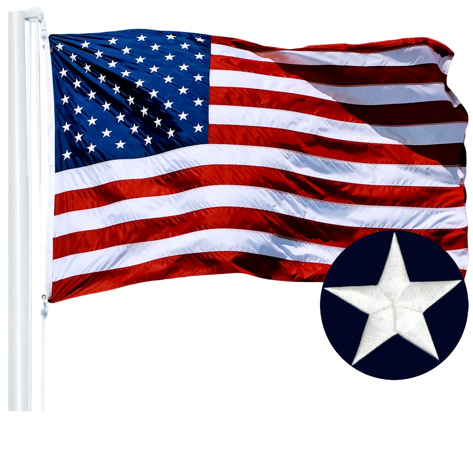 American US USA Flag 3x5FT Embroidered Polyester Brass Grommets By G128