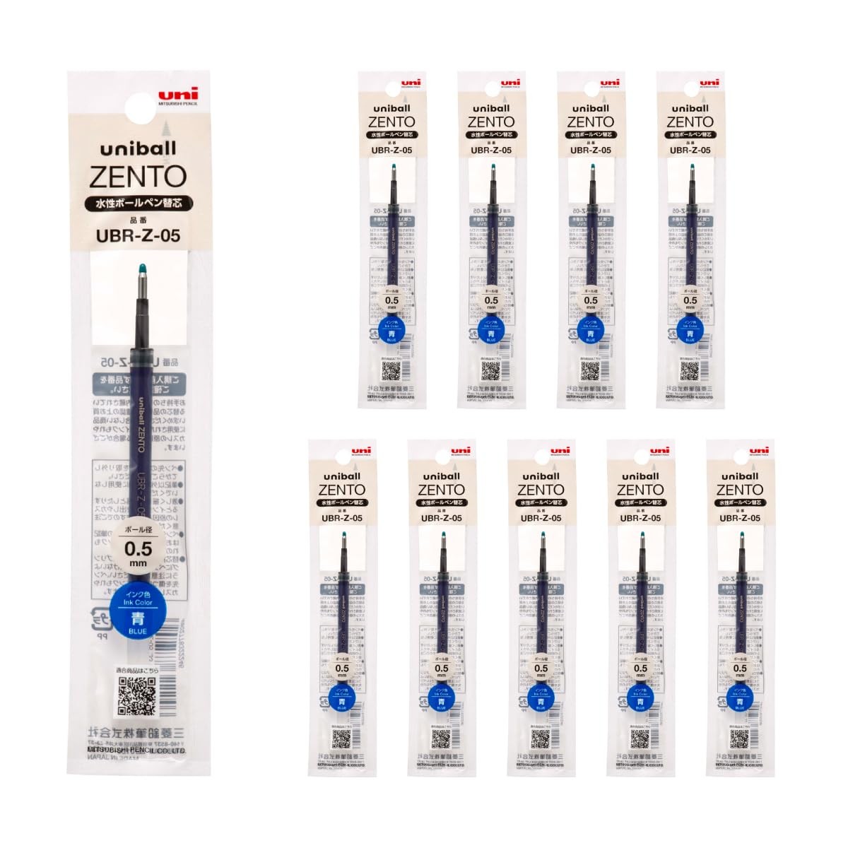 uniball ZENTO Water-Based Ink Refill UBR-Z-05, 0.5mm Fine Point, 0.5mm, Blue