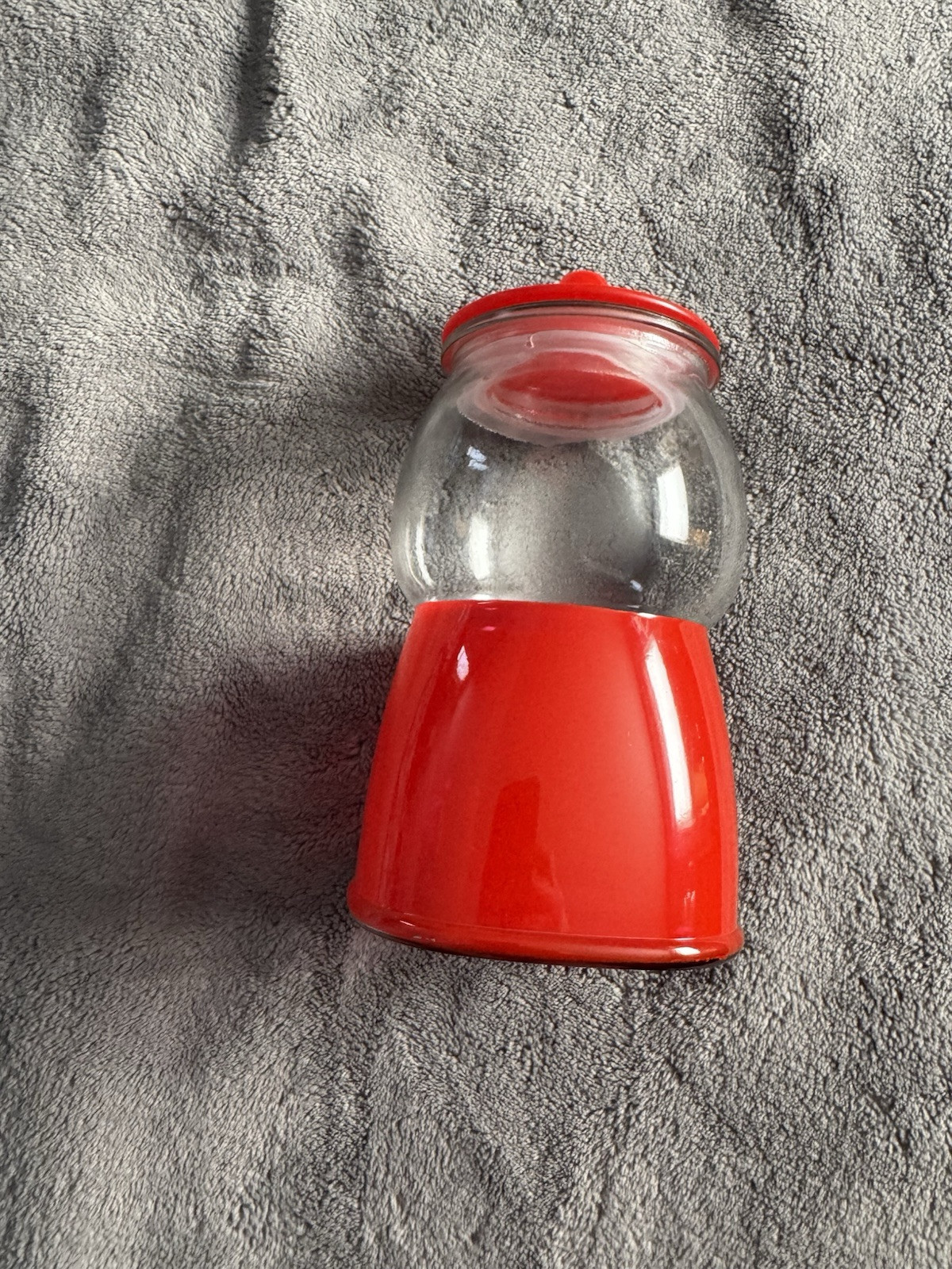 Cookie Candy Jar Gum Ball Machine 5 Cent Sleigh Bell Bistro Sealed Lid Red 8×4.5