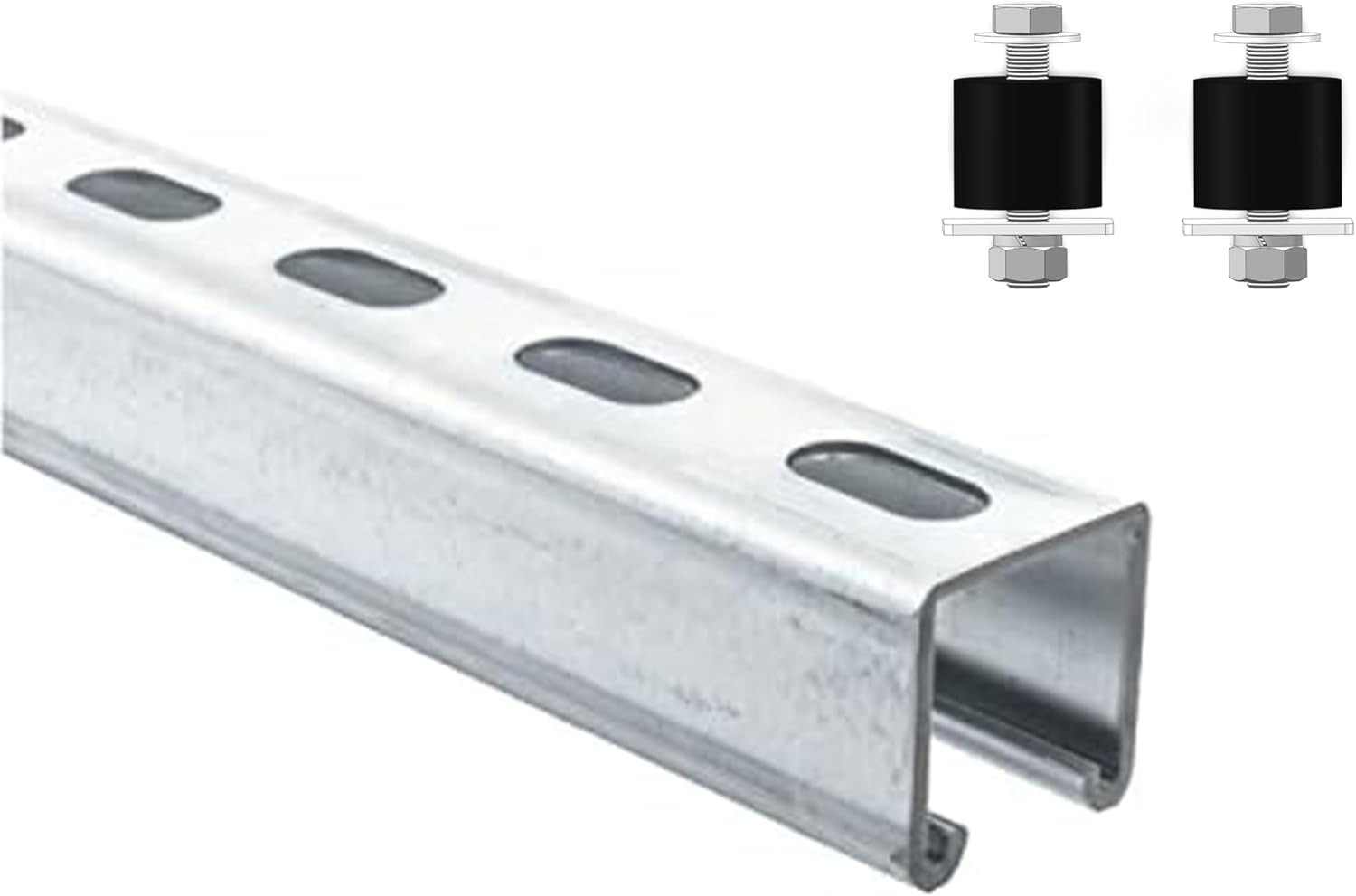 Strut Channel Trolley Track, 57 in (4.75 Ft), 1-5/8 X 1-5/8 In, 12 Gauge Galvani