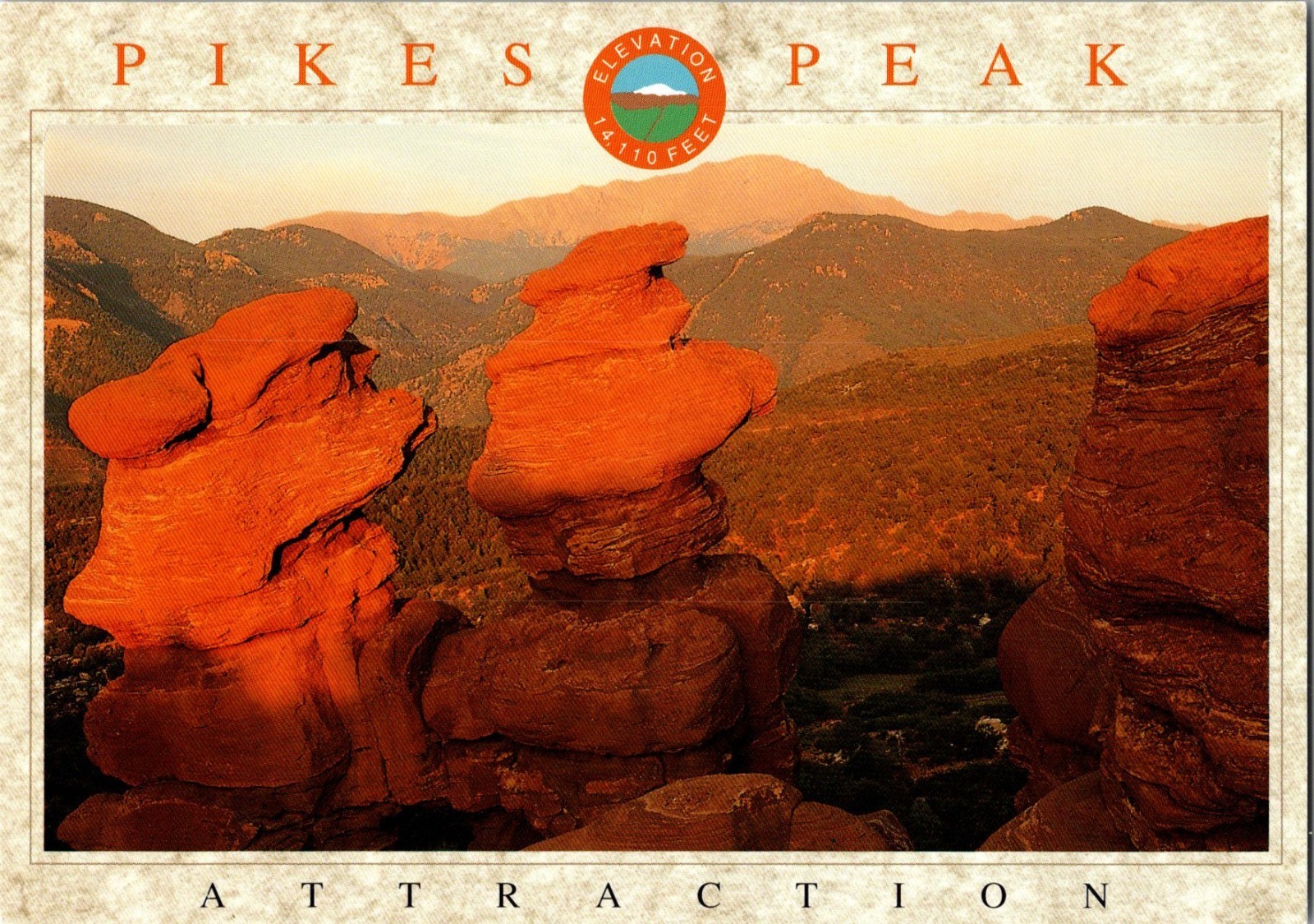 Continental Postcard Pikes Peak, Colorado Siamese Twins CE14