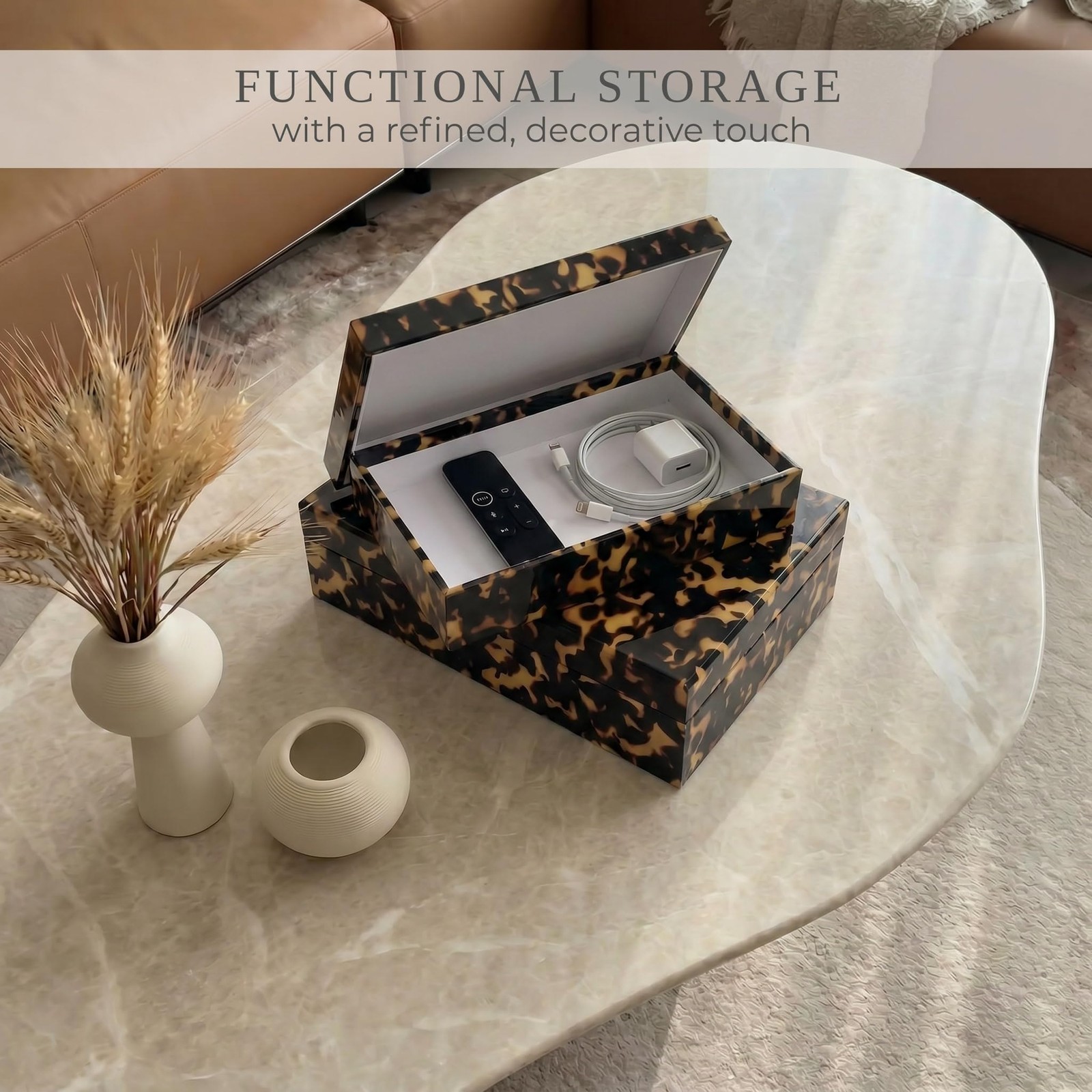 Decorative Storage Boxes with Lids – Set of 2 Beautiful Organizer Bins for Yo…