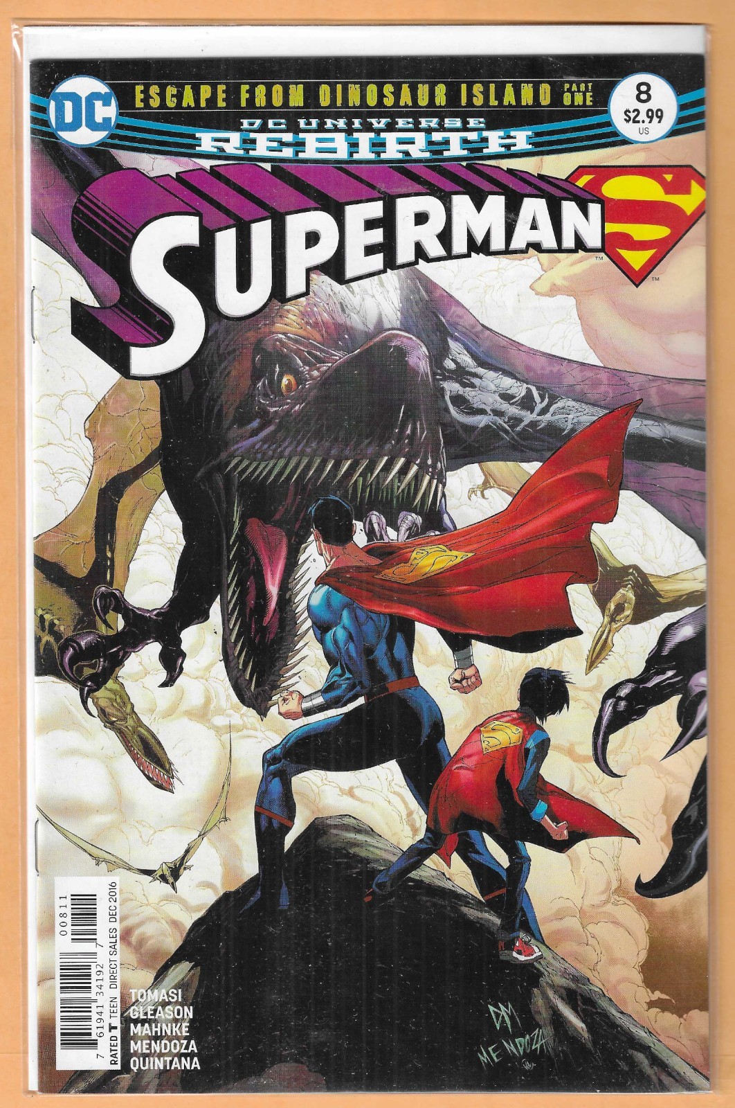 DC UNIVERSE REBIRTH – SUPERMAN ESCAPE FROM DINOSAUR ISL. PT. 1 NO.8 – DEC. 2016