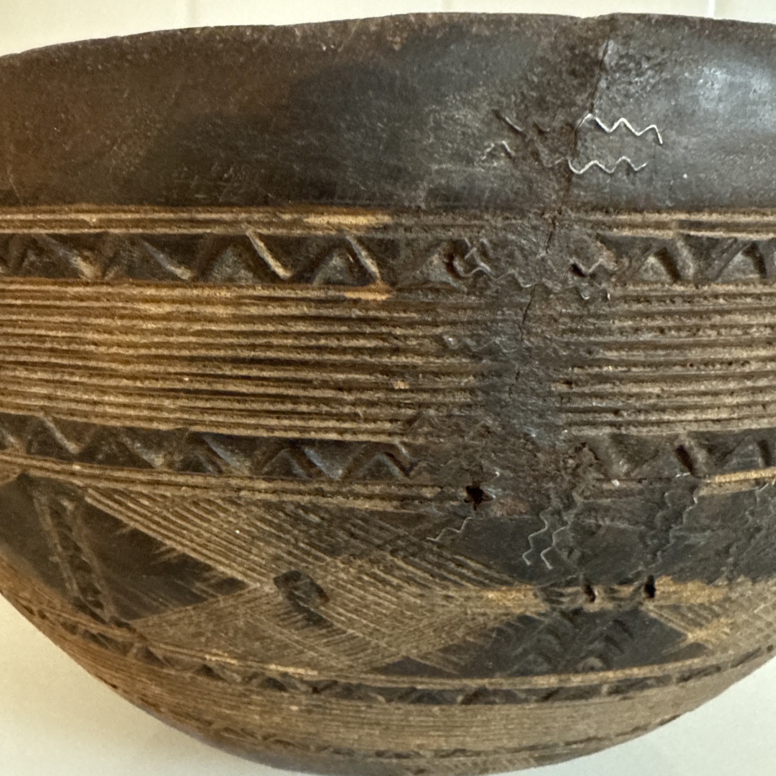 Incised Wood Bowl African