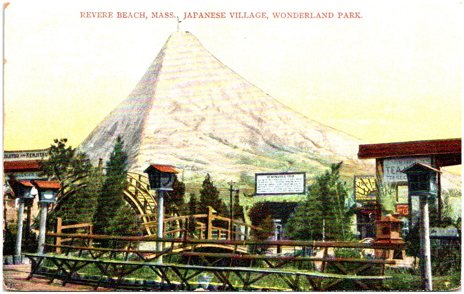 Postcard Wonderland Park, Revere Beach, Mass. , Japanese Village, Mini Mt. Fuji