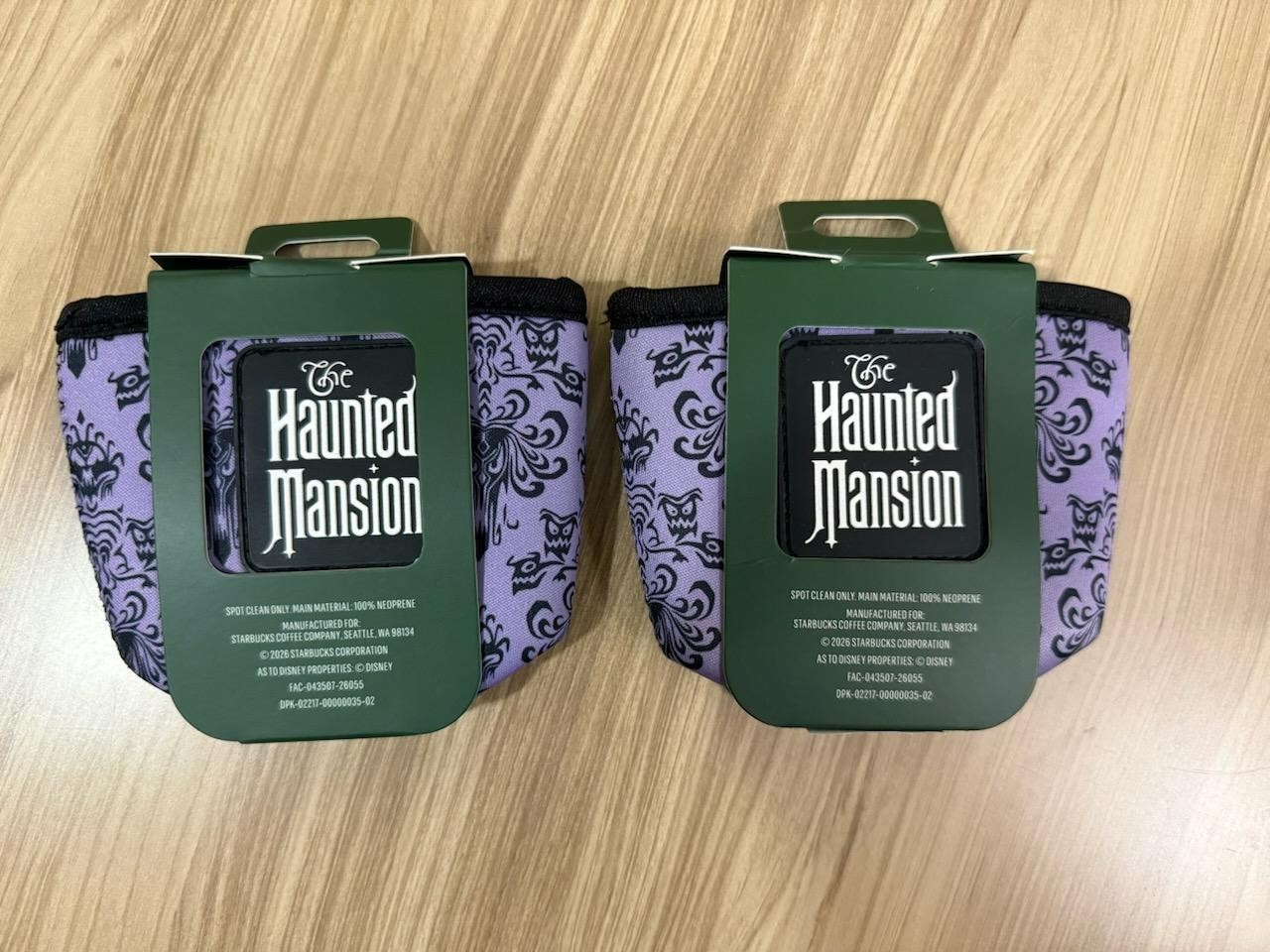 Disney Parks Starbucks Haunted Mansion Purple Fabric Cup Sleeve New Set Of 2
