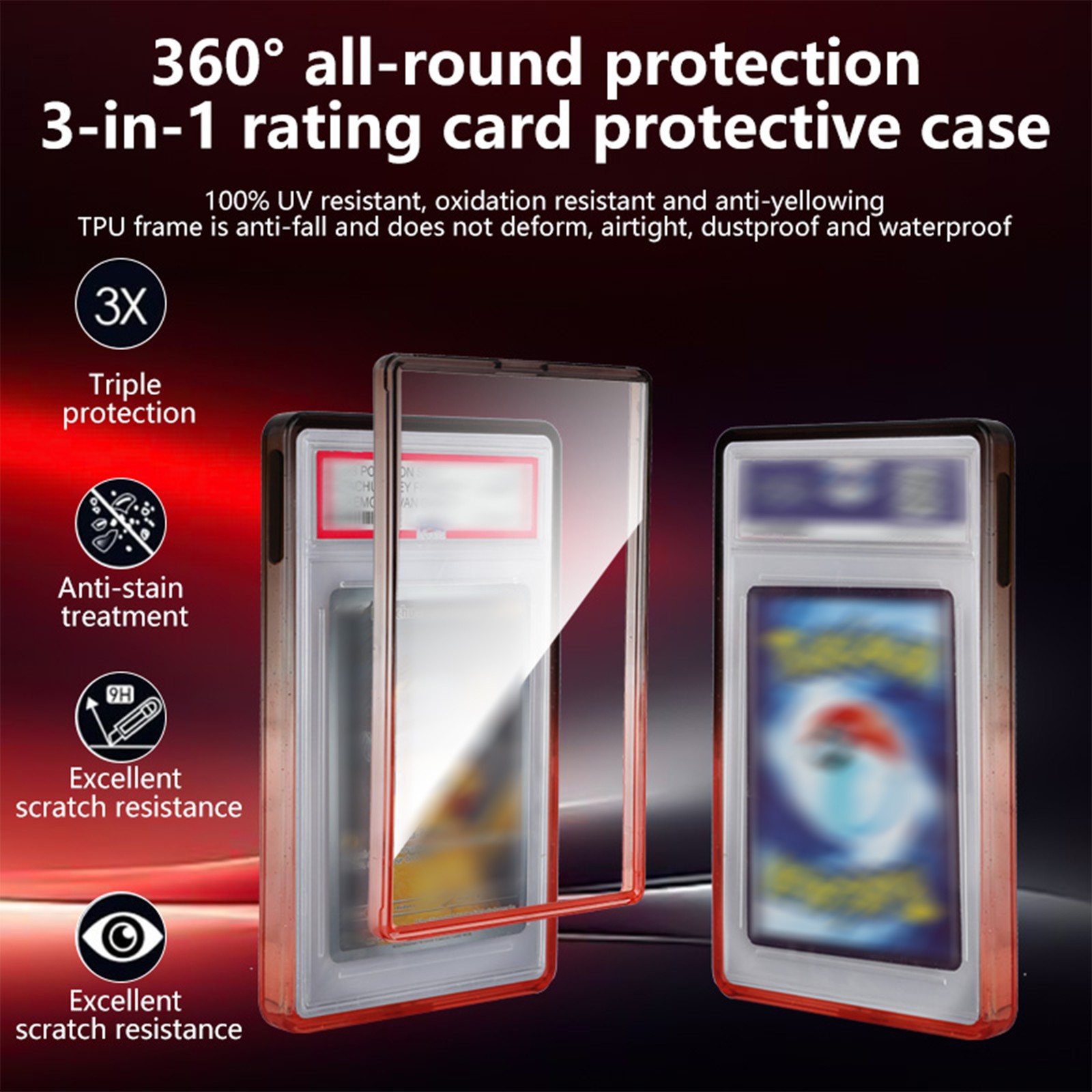 Gradient TPU Case for 35PT PSA/CGC Graded Card Guard Protector+Tempered Glass