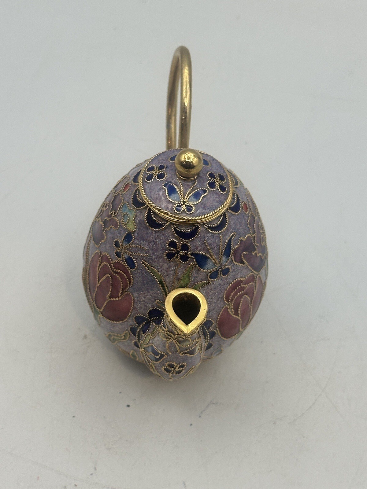Cloisonné Tulip Teapot Miniature Figure