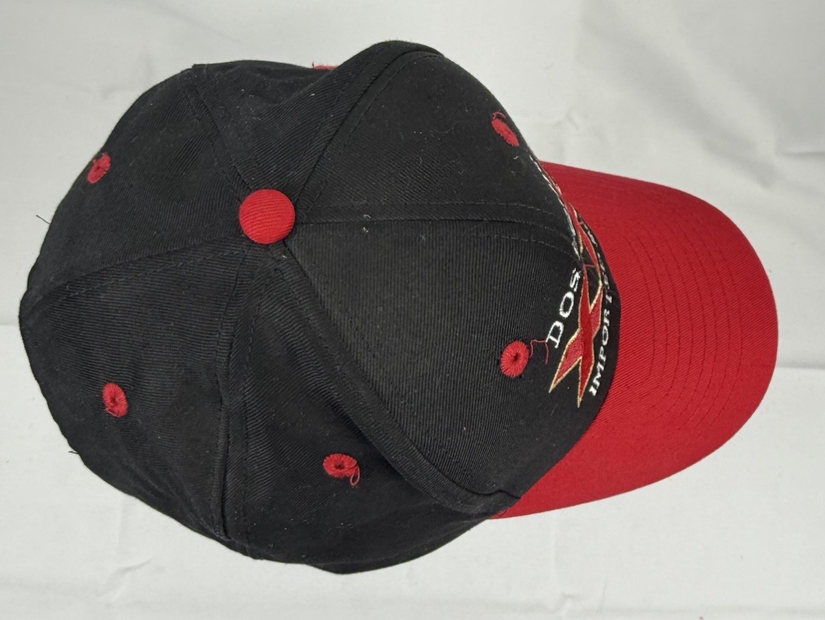 Vintage Dos Equis XX Hat Cap SnapBack Imported Beer Mohr’s Red Black Embroidered