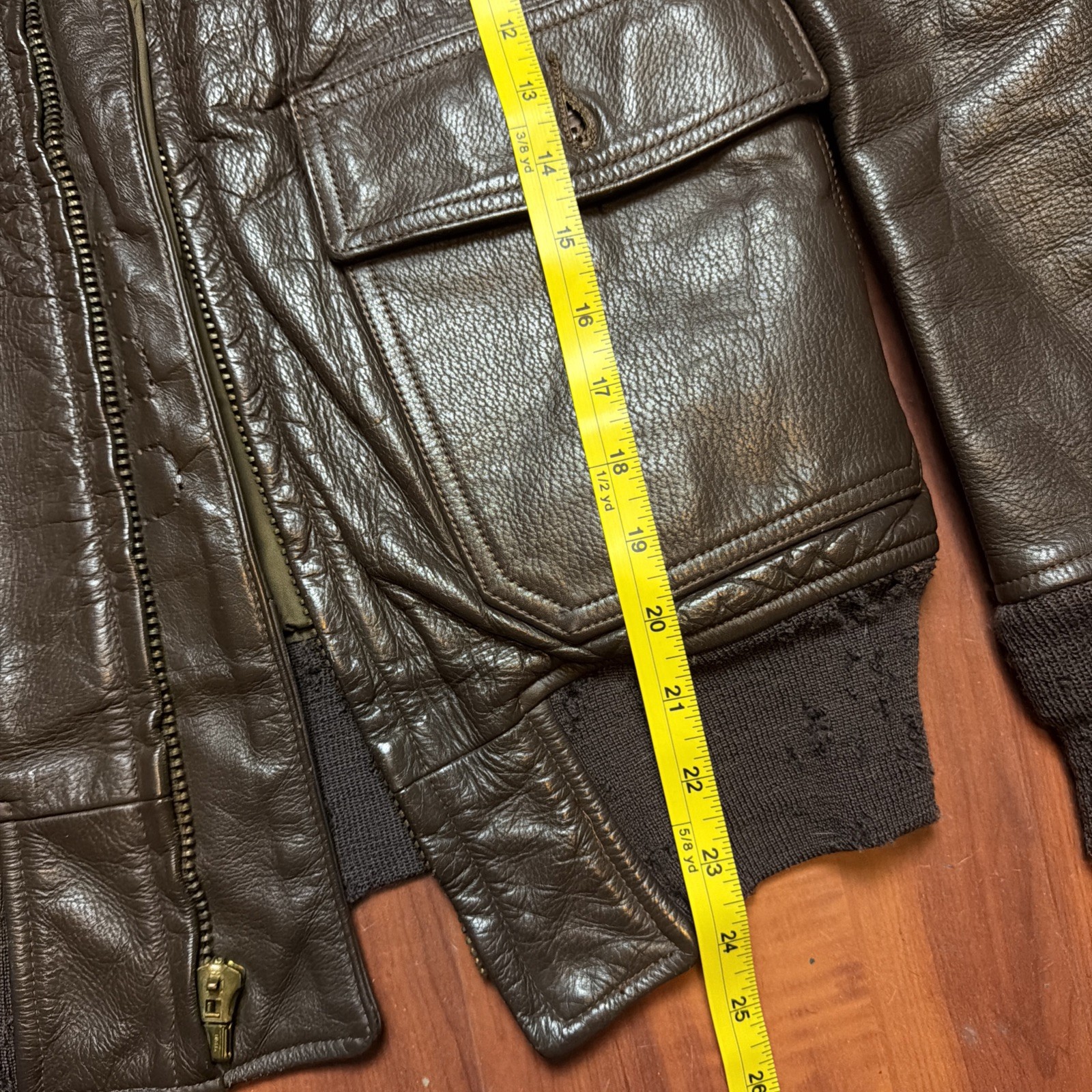 Vintage Desert Storm Kuwait Gulf War Leather Flight Jacket Men’s Sz S Navy Worn
