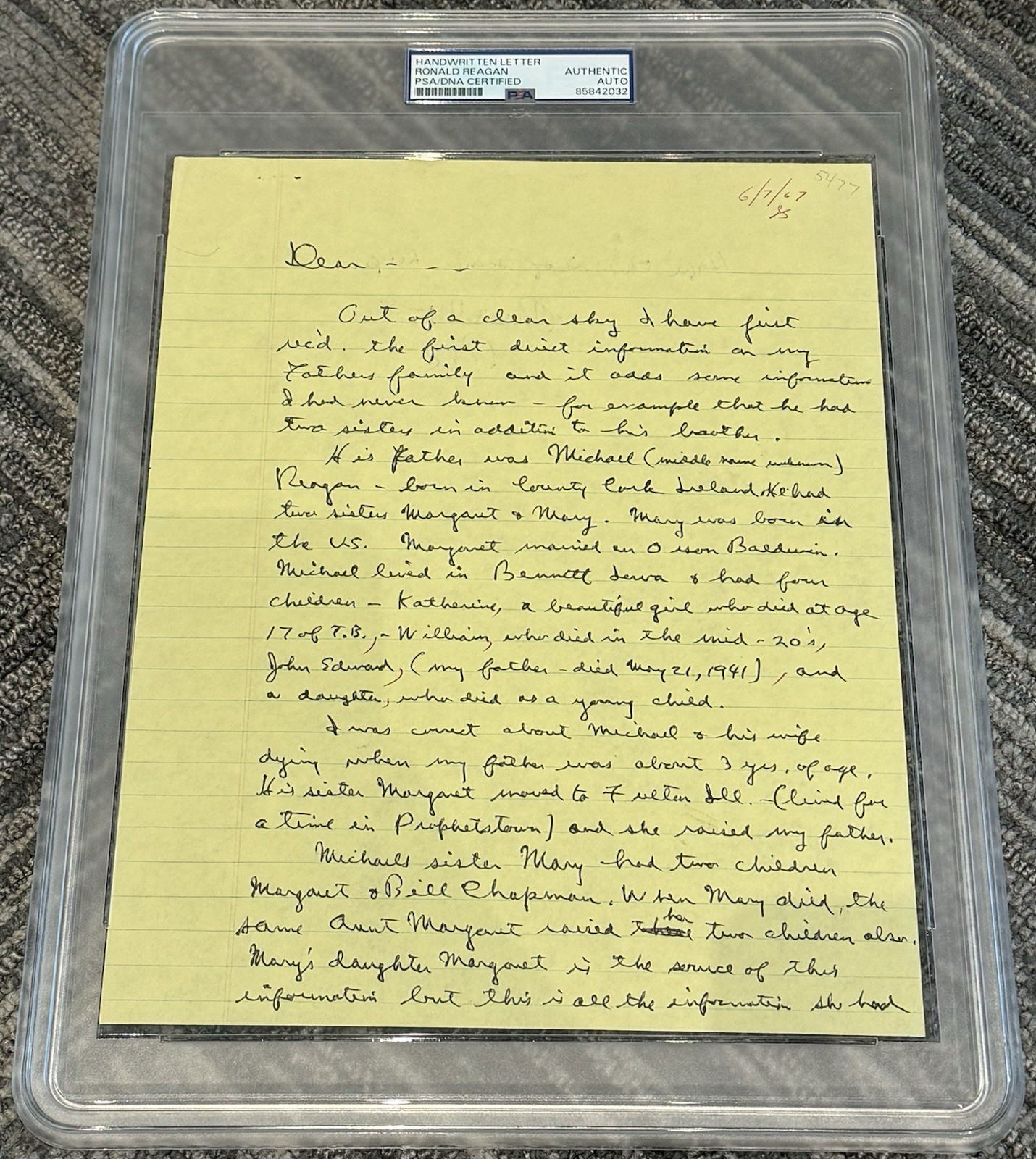 Ronald Reagan Signed Autograph 1967 Handwritten Two Page Letter PSA/DNA Encased