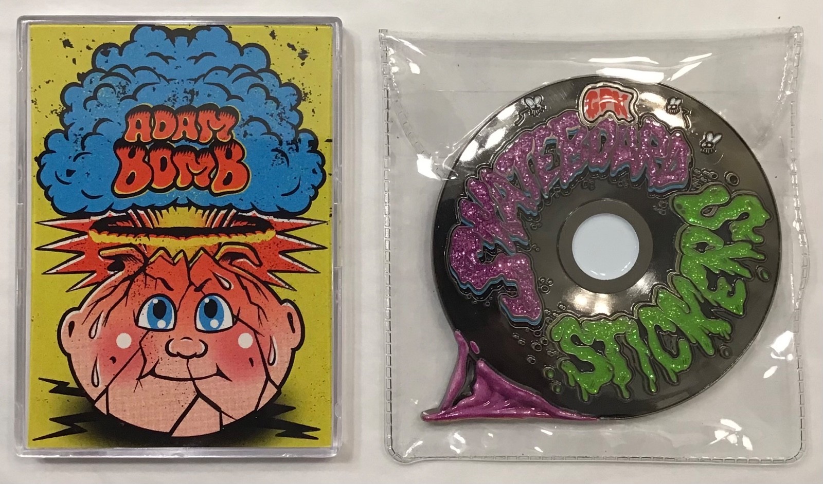 GARBAGE PAIL KIDS GPK 2020 TOPPS SKATEBOARD STICKERS SET + RORY MCQUEEN 3.5 COIN