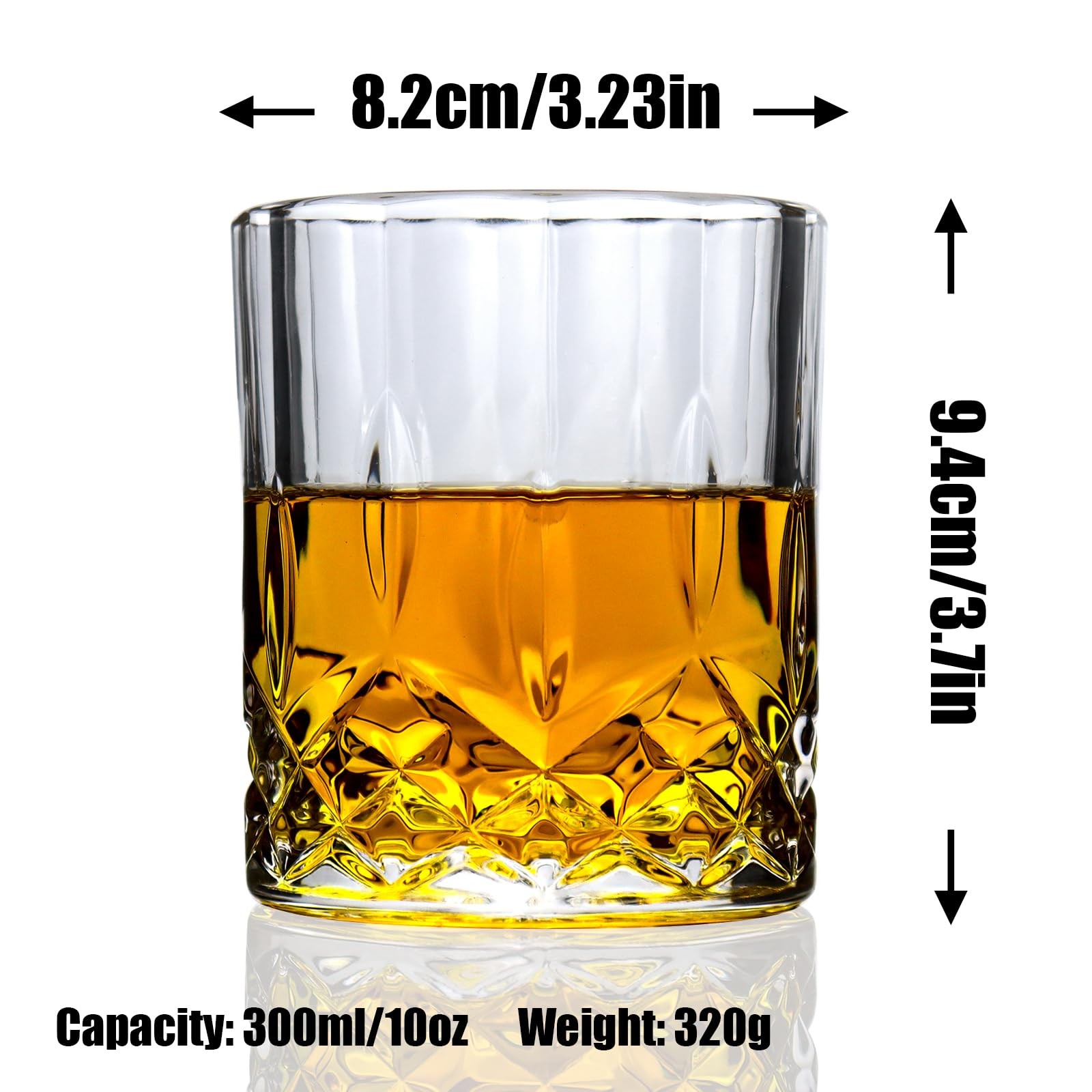 Almagic Whiskey Glasses Set of 2, 10 oz 2(Only Glasses), Transparent