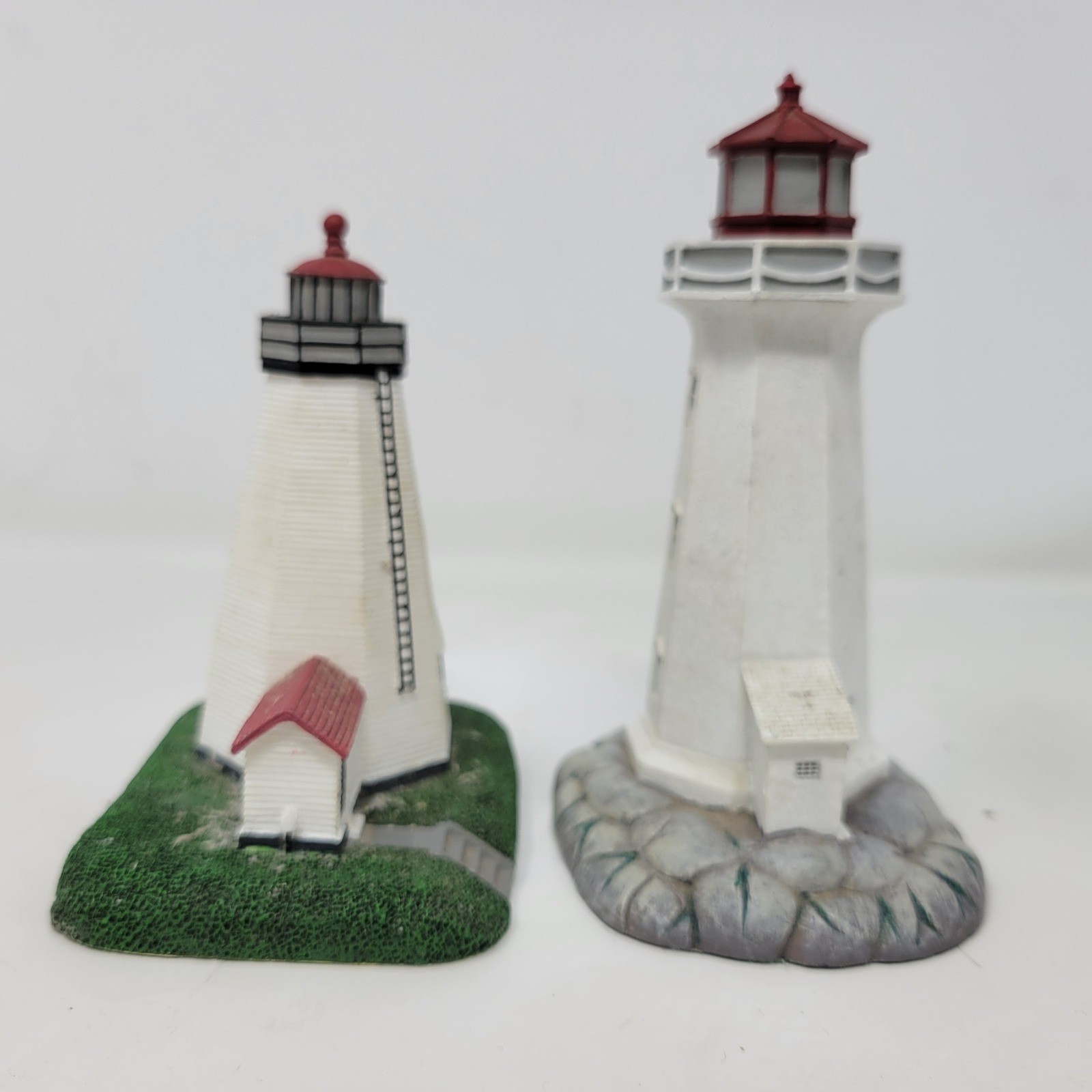Lefton Lighthouse Figurines Set Plymouth Light 1843 & Peggy’s Cove 1915 Resin