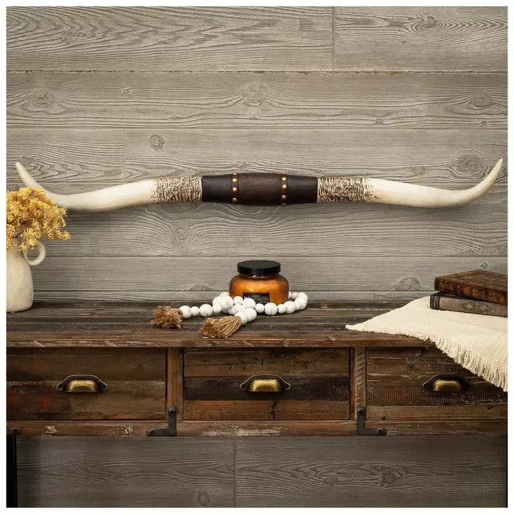 Large Western Americana Steer Rustic Studded Longhorn Wall Decor NEW