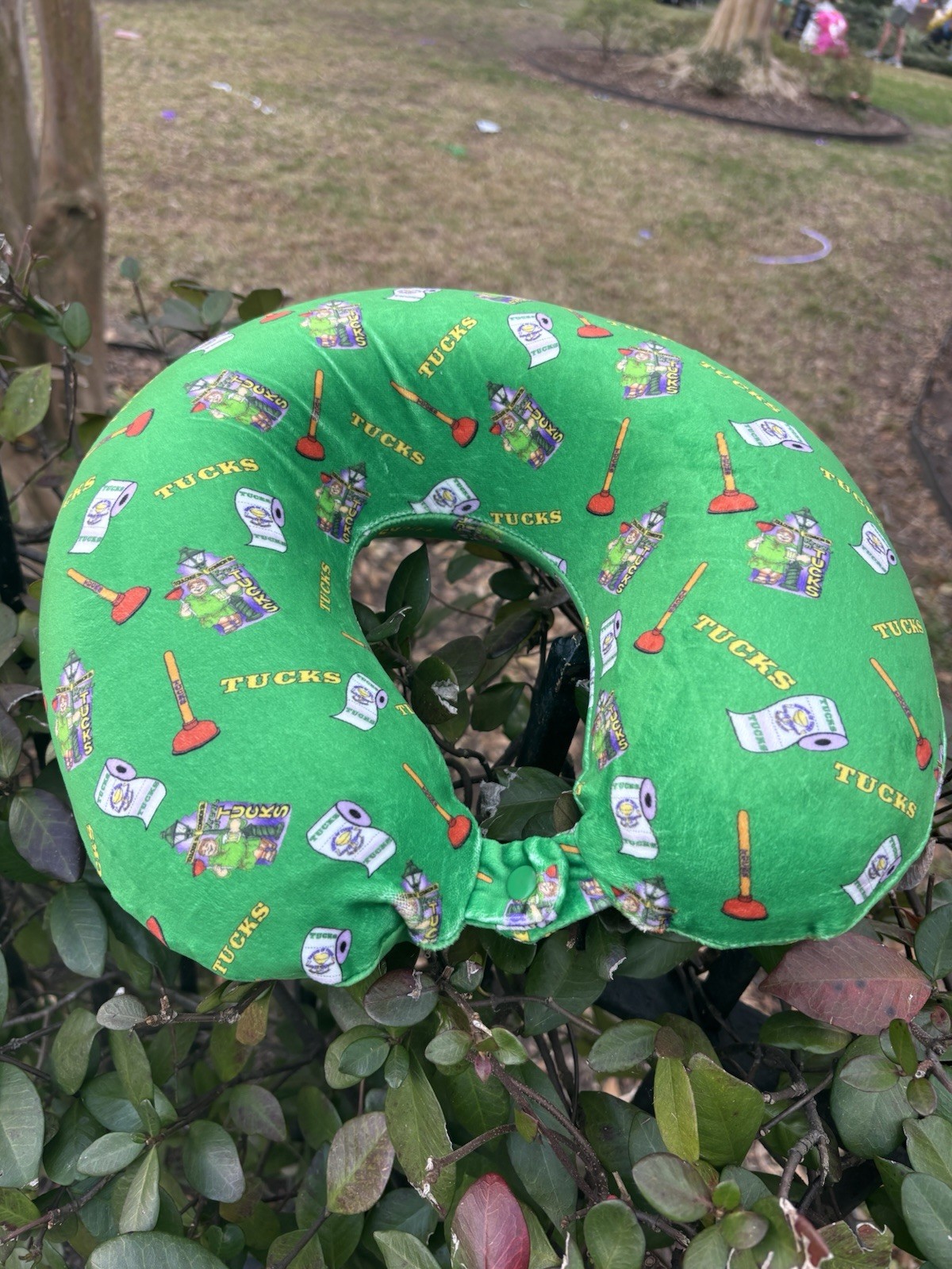 2026 Mardi Gras Krewe of Tucks Memory Foam Neck / Travel Pillow • Toilet Humor