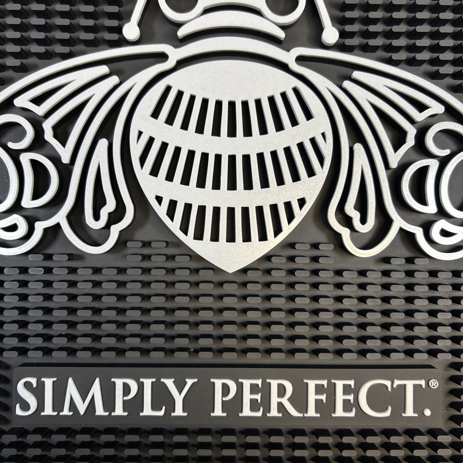 Tequila Patron Bar Rubber Spill Mat Simply Perfect 16.75″ X 16.75″ Black & Grey