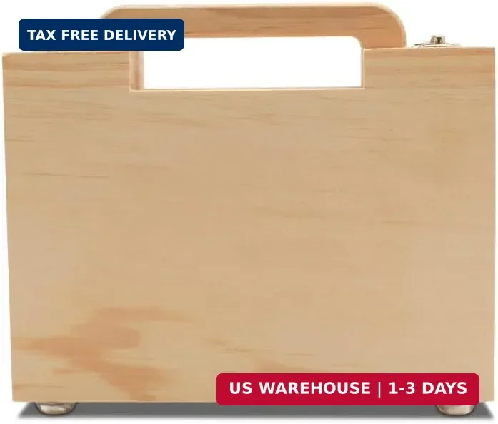 Unfinished Wood Mini Suitcase Box 5.75x8in Craft Storage Cigar Case Wooden!