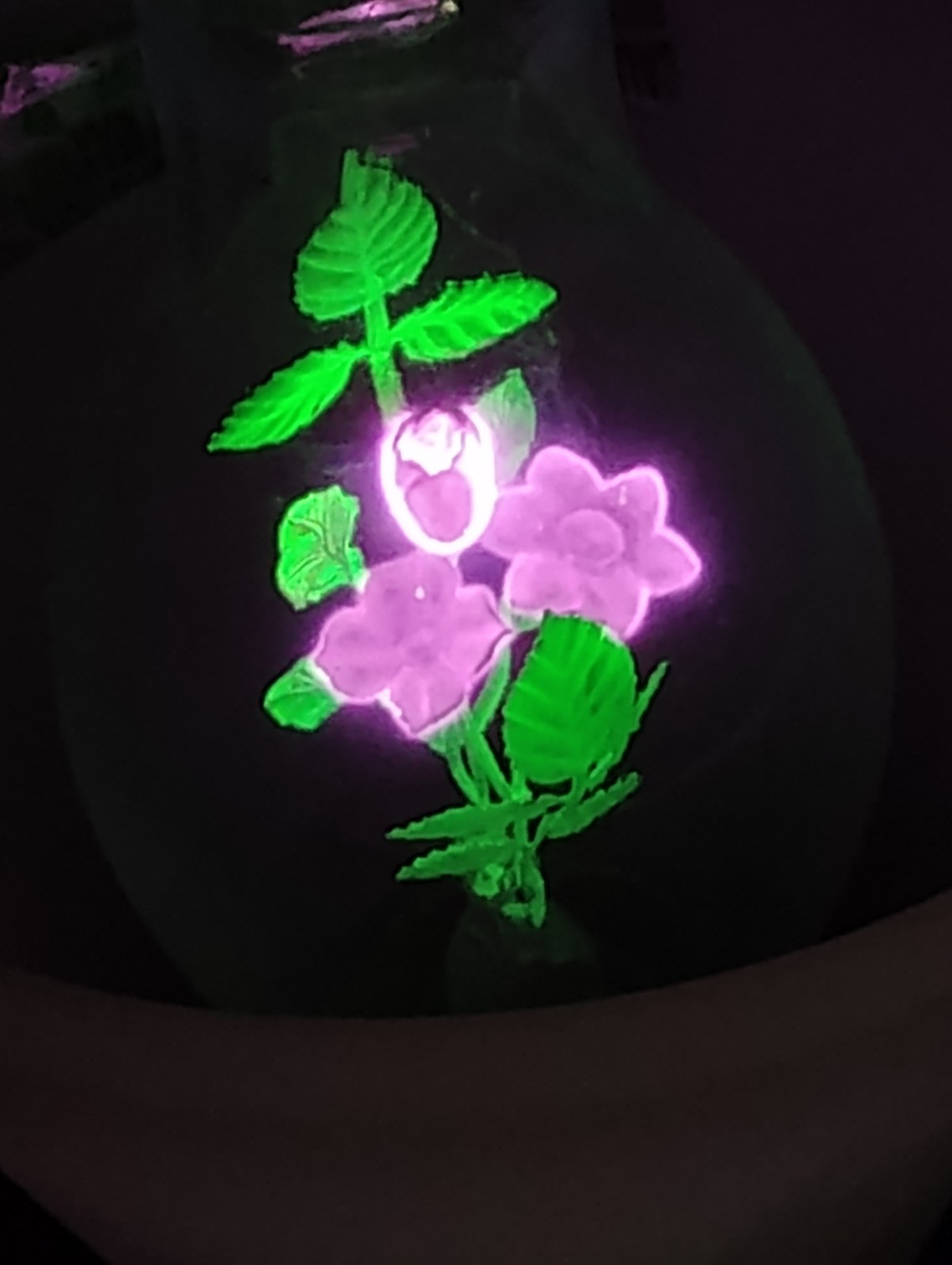 Vintage 1960s Aerolux Purple & Green Flowers and Leaves Vintage Argon Light Bulb