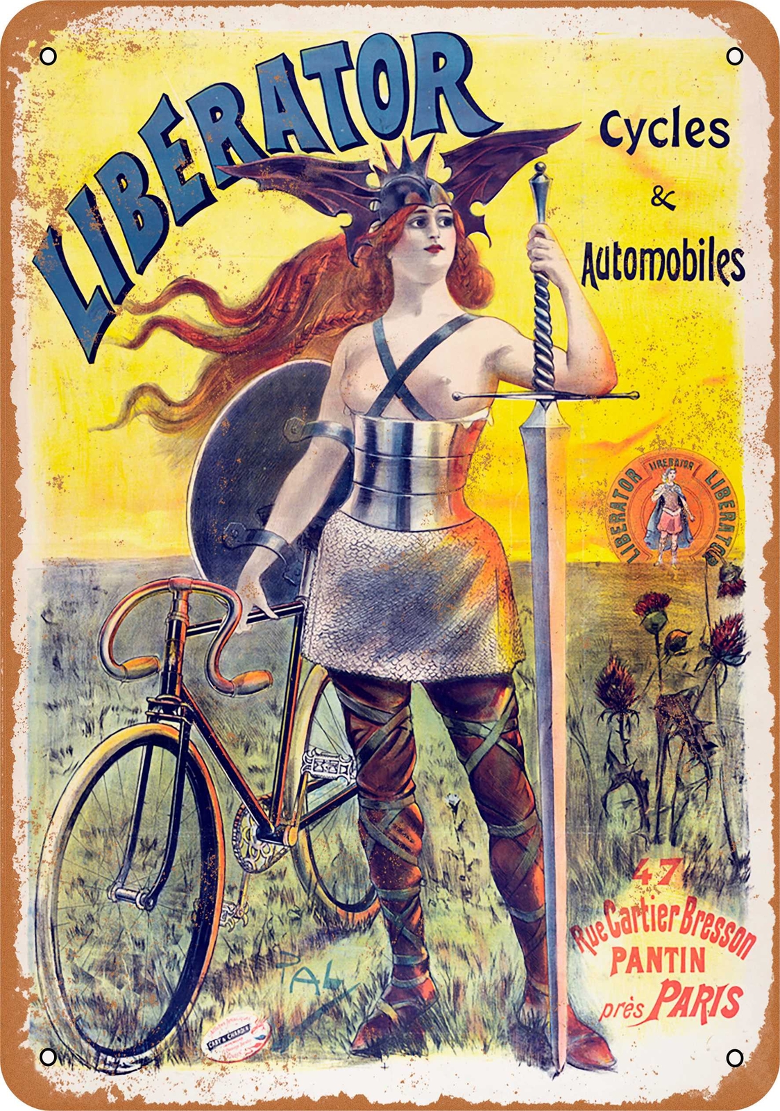 METAL SIGN – 1903 Liberator Bicycles – Vintage Look Reproduction