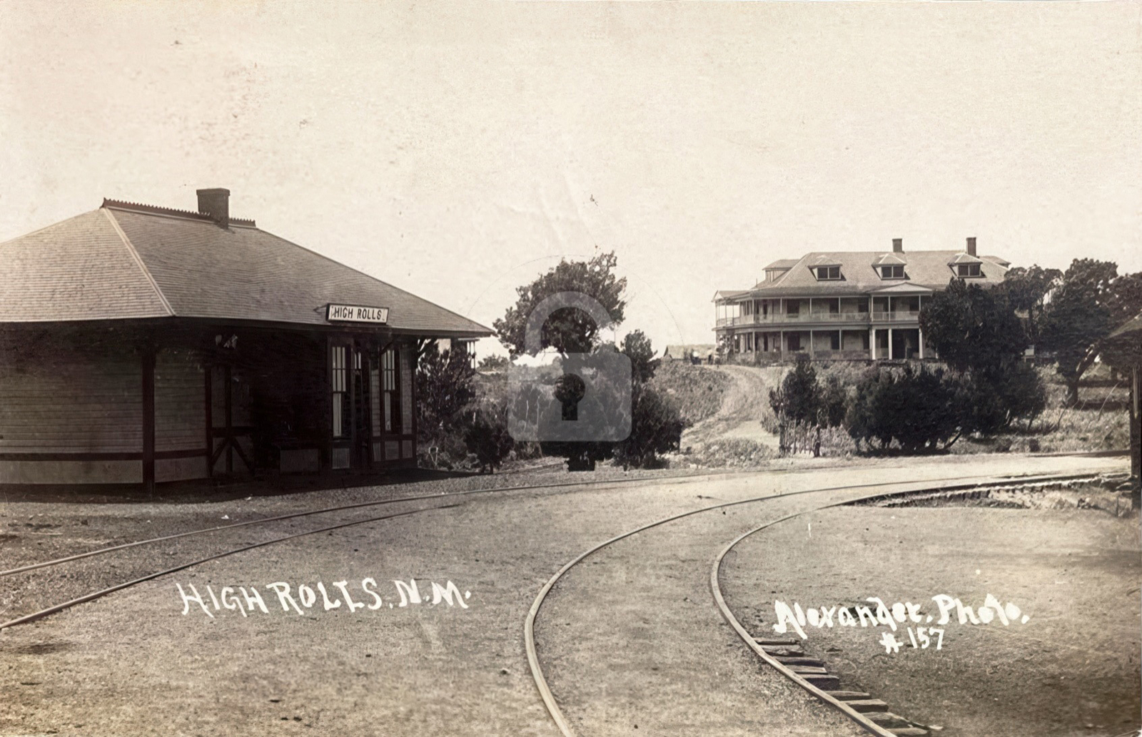 High Rolls NM New Mexico Train Station Depot RPPC Photo Postcard COPY