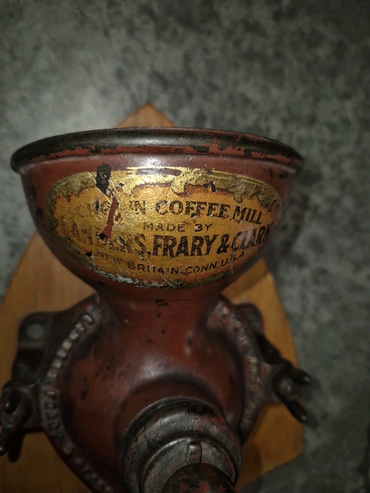 Antique Landers Frary & Clark Crown Coffee Mill Cast Iron Grinder New Britain CT