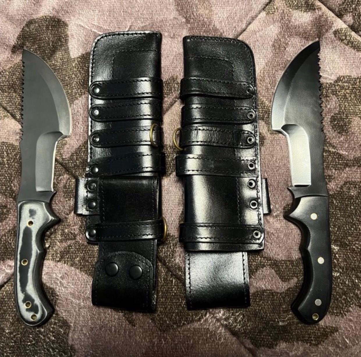 HSK forest Tracker Knife Black Linen Micarta Handle Sheath 62 HRC D2 Tool Steel