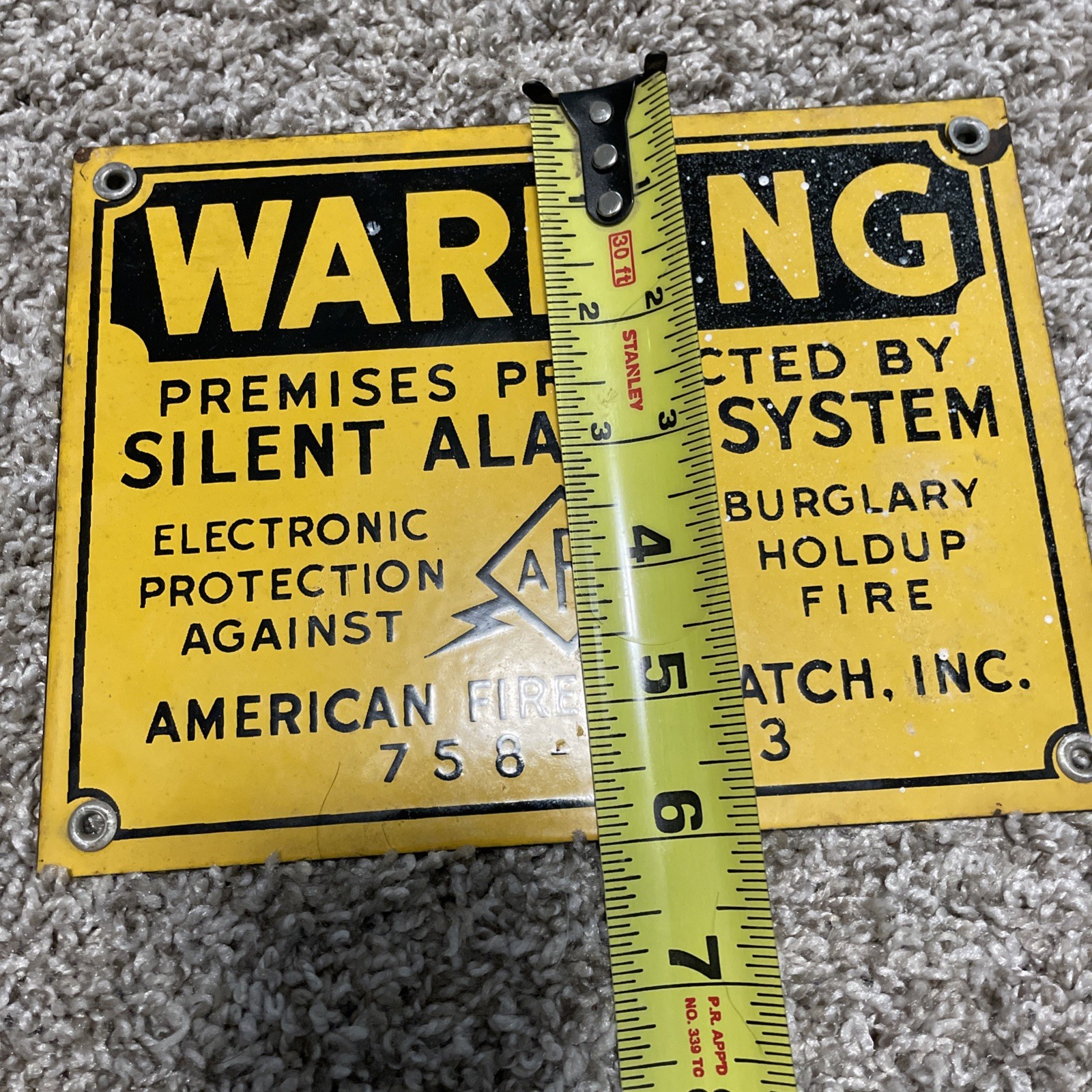 Vintage Mid-Century American Fire Dispatch Metal Sign 8×6 Inches