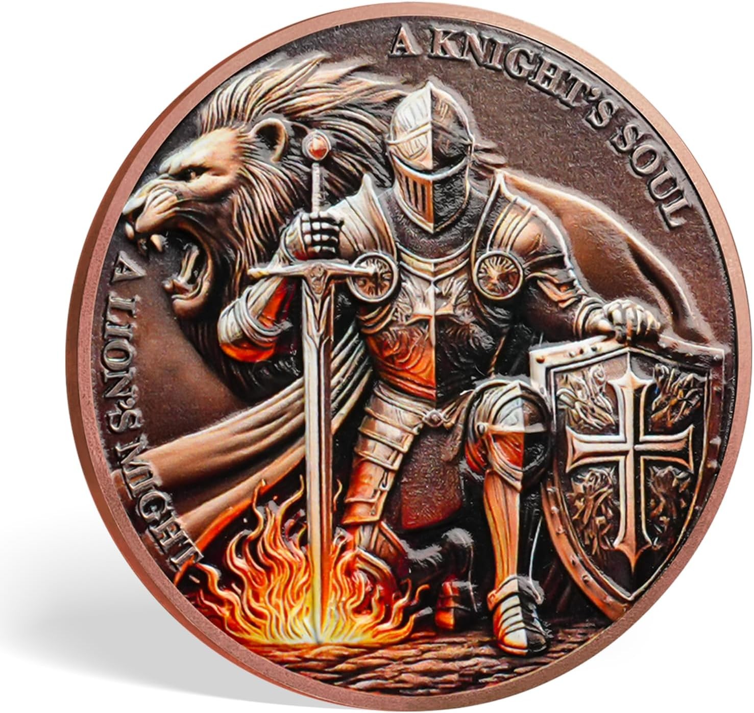 Armor of God Christian Challenge Coin, Knights Templar and Lion of Judah Challen